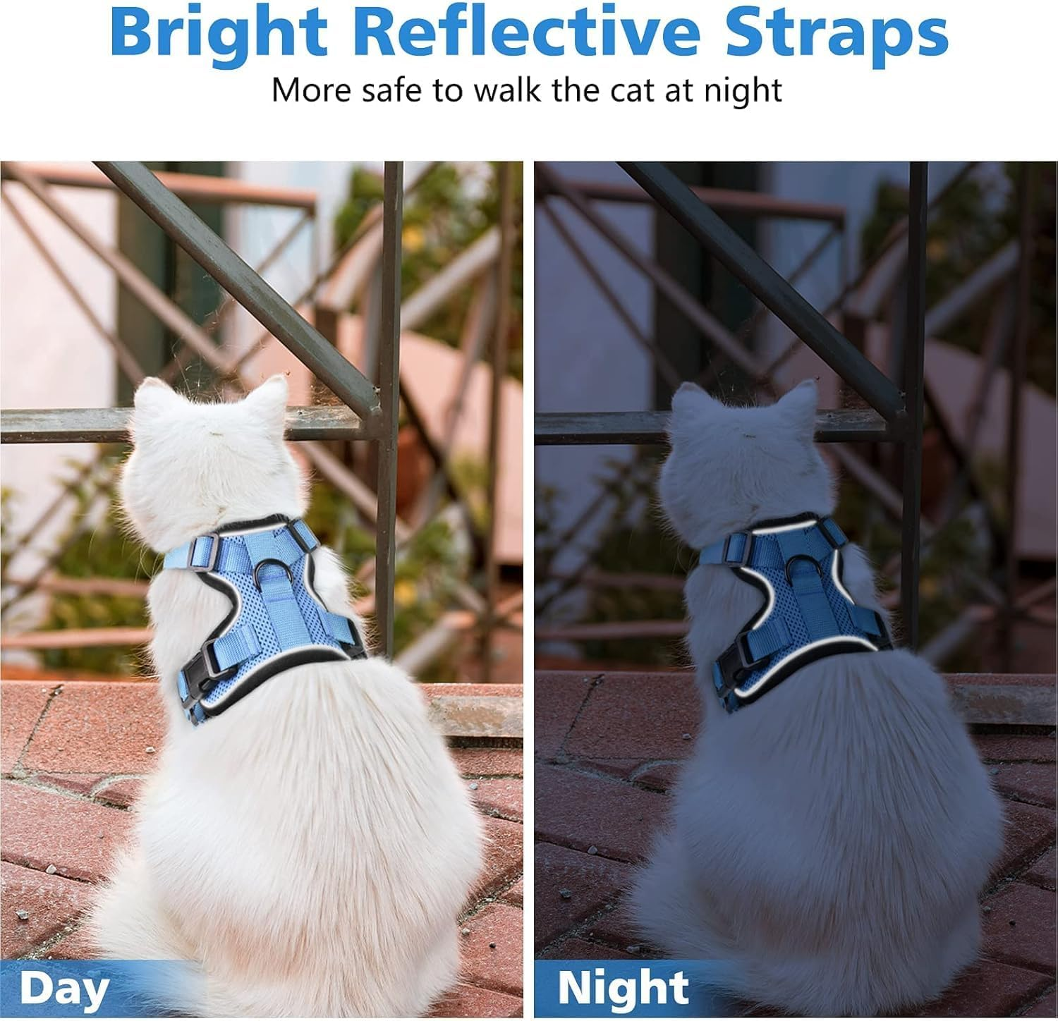 Limcryspp Cat Harness and Belt, Breathable Cat Belt, Adjustable anti Escape Soft Cat Vest Harness for Outdoor Activities S (Blue)