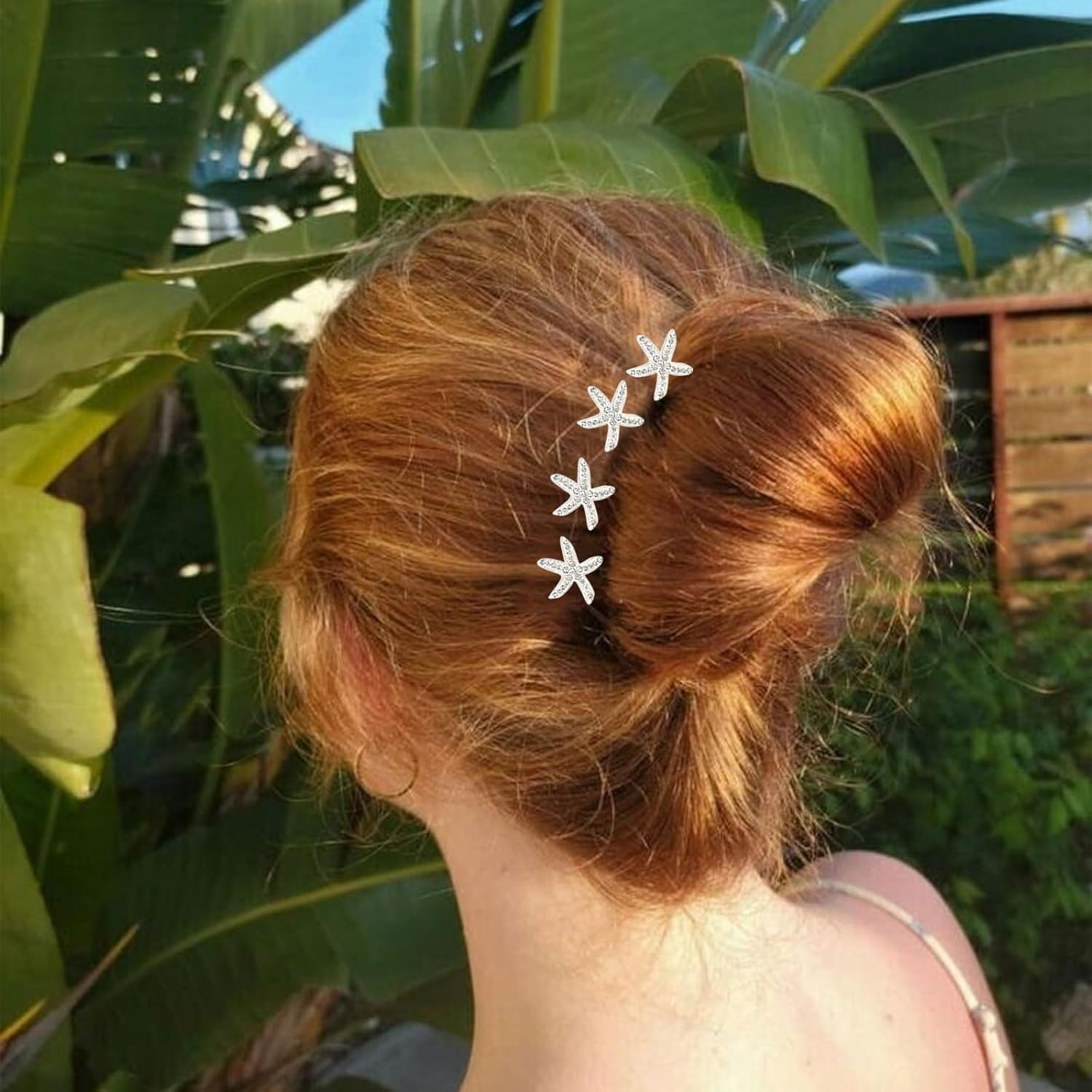 Lunarcharm 10 Pieces Hair Clips with White Rhinestones in Beach Style, Bohemian Hair Clip in Starfish Shape, Cute Accessory for Women and Girls, Cute Little Hair Clip image number 3