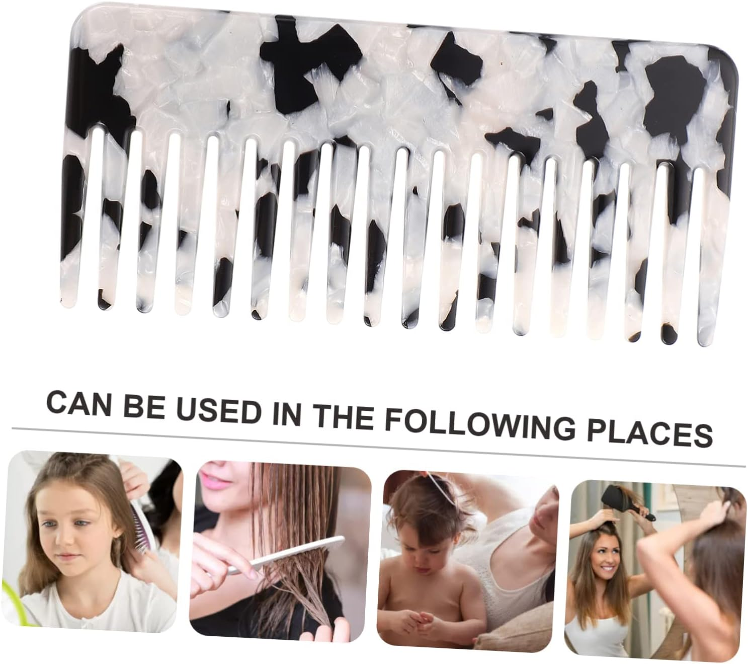 COMPUKAS Fashionable Anti-Static Wide Tooth Hair Comb Stylish Detangling Comb for Hair Types for Home Use and Salons image number 4