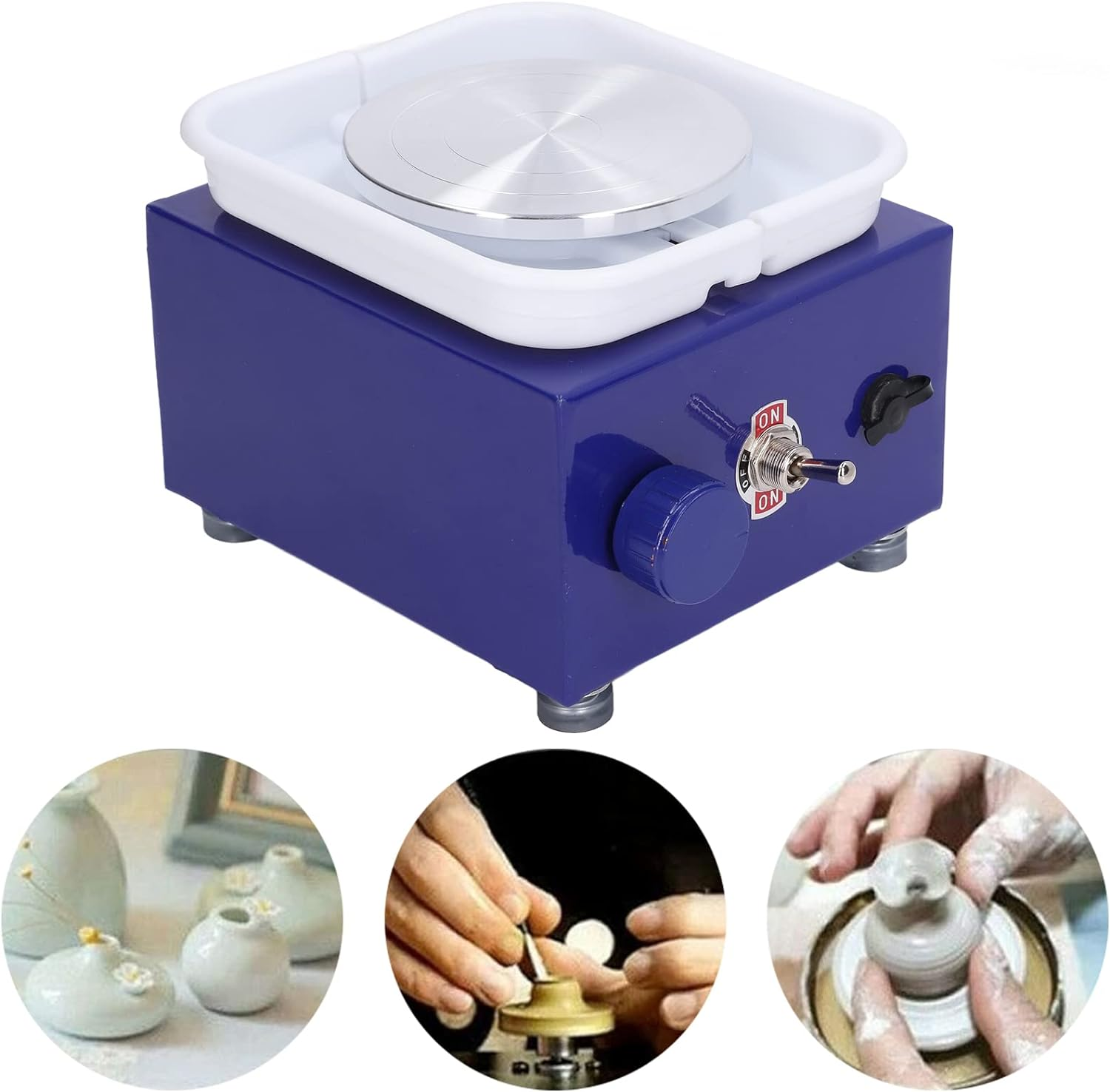 Mini Pottery Wheel for Beginners, Electric Mini Pottery Wheel Machine for Kids with Tray, 8 DIY Clay Tools, 0-2000 RPM Adjustable Speed, Pottery Wheel Clay Tool for Kids Beginner(Au Plug) image number 6