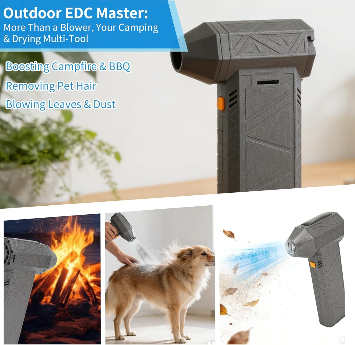 Jet Fan, Mini Jet Dry Blower, High Speed 200000RPM Stepless Adjustment, Type C Fast Charging Portable Air Duster Air Blower Super Jet Fan for Car, Cleaning, Camping, Pet Hair image number 1