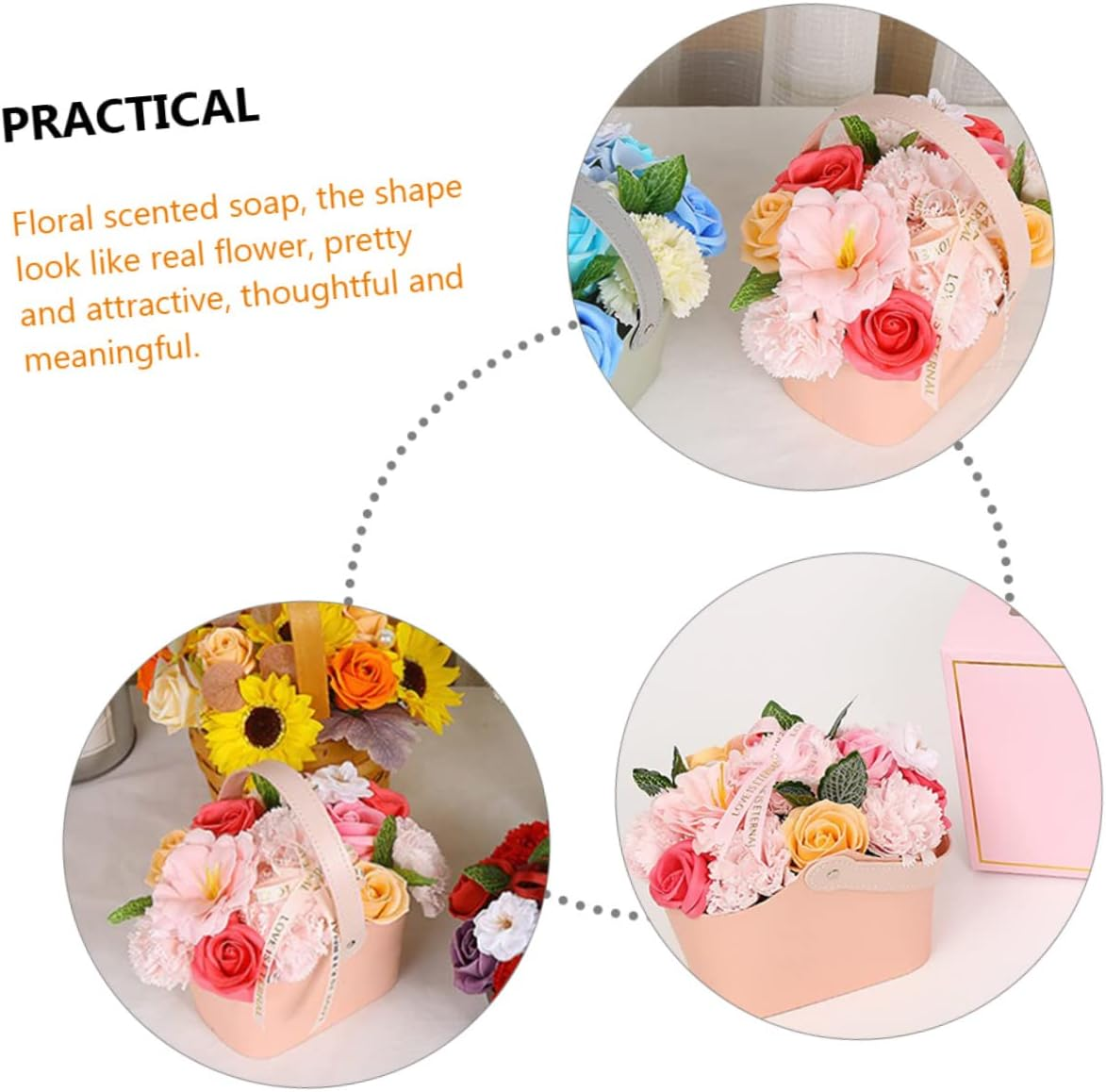 Healvian Flower Petals Bath Soap Box Mother'S Day Women'S Decorative Soap Basket image number 2
