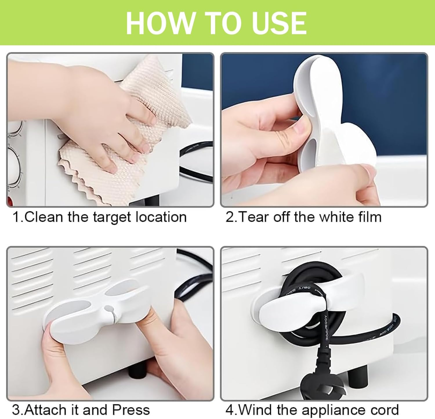 Cord Organizer for Appliances 6PCS Kitchen Appliance Cord Winder Cable Organizer Holder Wrapper for Pressure Cooker Mixer Blender Coffee Maker Air Fryer image number 2