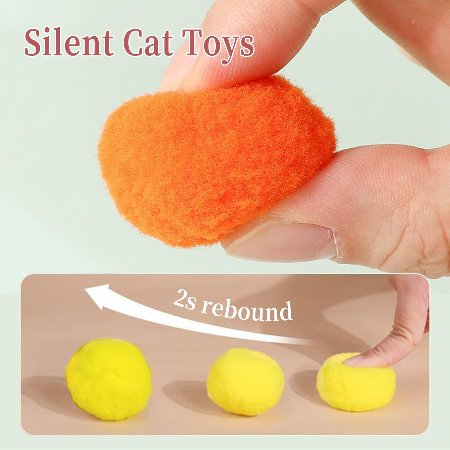 Oundarm 100PCS 1.2"/3Cm Cat Toy Balls and 1 Cat Ball Toy Launcher Colorful Cat Plush Ball Toy Interactive Cat Toy Plush Toy Balls for Cat image number 3