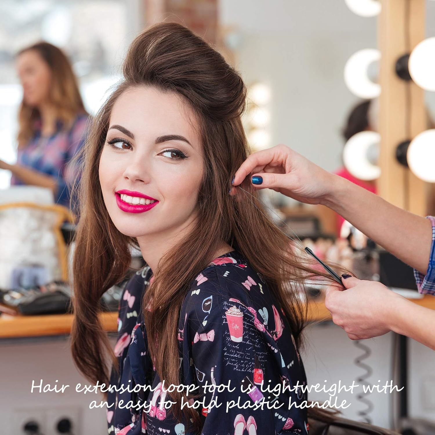 10 Pieces Hair Extension Loop Needle Threader Pulling Hook Tool and Bead Device Tool Black Loop Threader for Hair or Feather Extensions (Black) image number 5