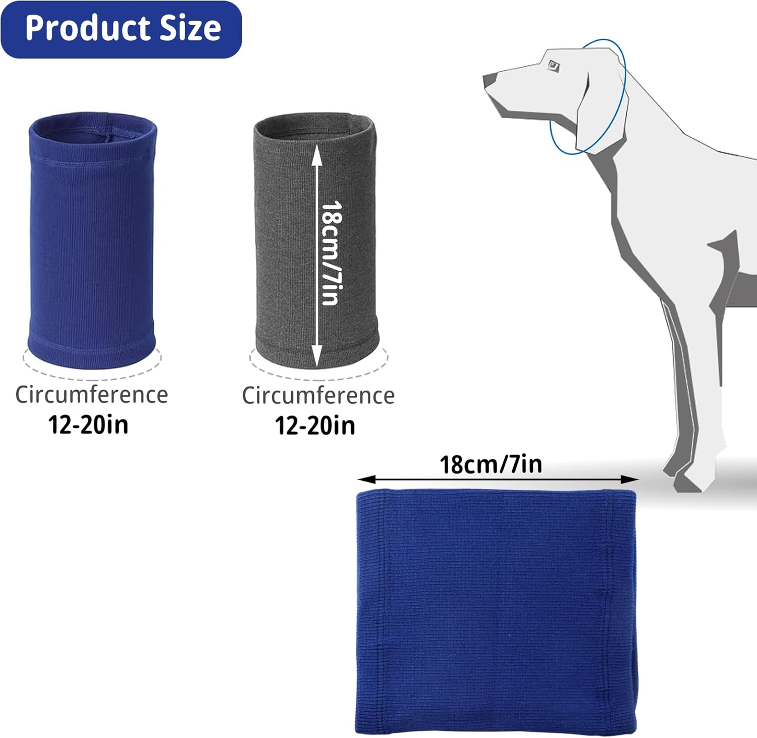 Dog Snood Neck Soft Dog Hoodie Breathable Dog Head Wrap Ear Cover Warmer Earmuffs for Noise Grooming Anxiety Calming M(Neck Circumference12-20In) (Dark Blue&Gray) image number 3