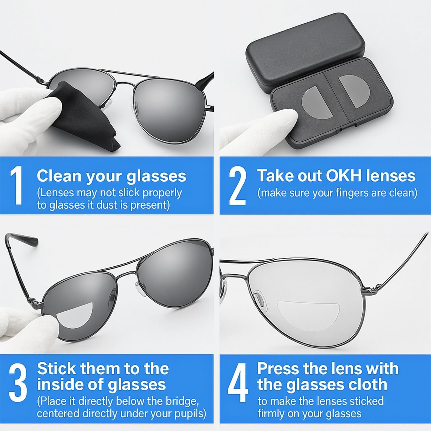 3 Pairs Stick-On Bifocal Lenses Reader, Reusable Stick on Adhesive Magnifying Reading Lenses for Sunglasses/Sport Glasses/Ski Goggles, No Water Needed image number 3