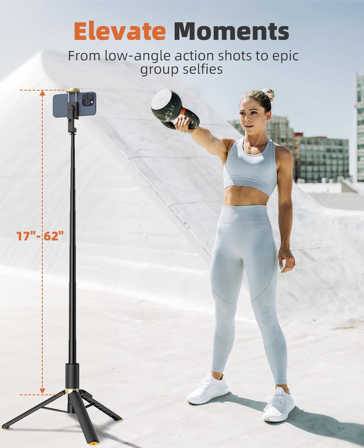 Vimose 62" Phone Tripod Stand & Selfie Stick with Remote, Unified All-In-1 Extendable Cell Phonetripod for Iphone/Android image number 2