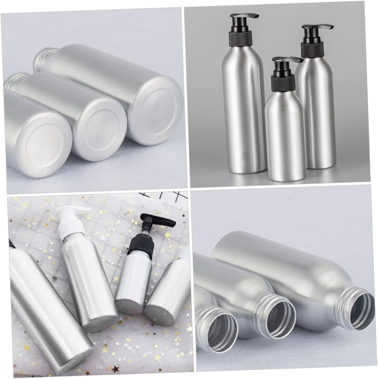 SOLUSTRE 4Pcs Aluminum Bottle Pump Head for Shampoo Bottle Liquid Dispenser for Bathroom Travel Use image number 5