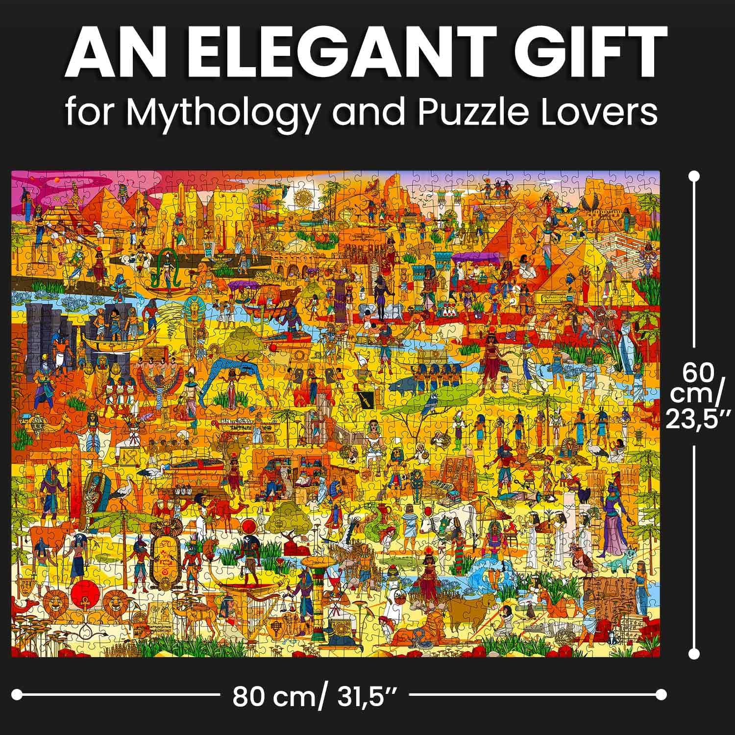 QUOKKA 1000 Piece Jigsaw Puzzle for Adults Mythories Ancient Gods Egyptian &ndash; Premium Box Packaging with Extra Fun Challenges, Perfect for Relaxation, Creativity & Gift Giving