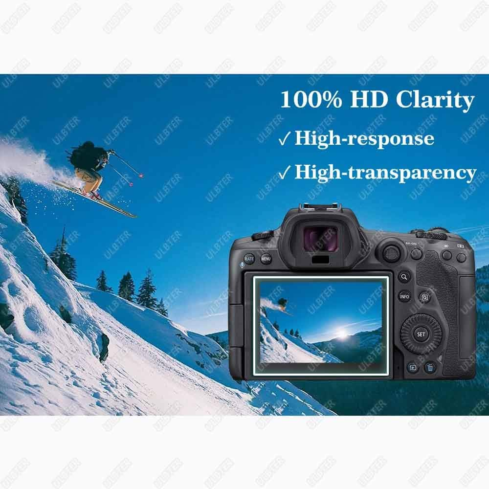 EOS R5 Top + Screen Protector for Canon EOS R5 Camera [2+2Pack], ULBTER 0.3Mm High Definition 9H Hardness Canon EOSR5 Tempered Glass Screen Protector, Anti-Scrach Anti-Fingerprint Anti-Bubble
