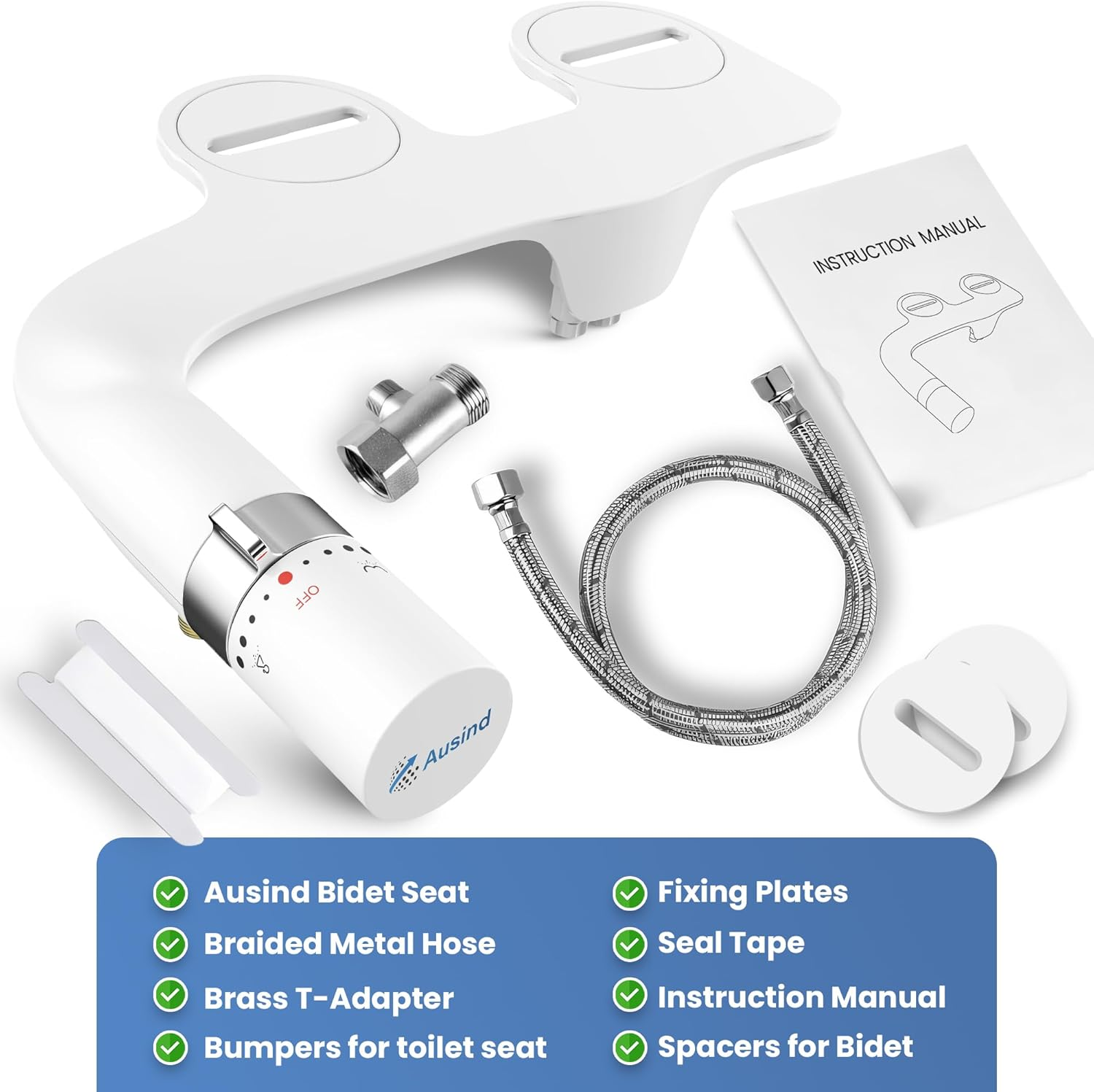 Bidet Toilet Seat - Ultra Slim Non-Electric Bidet Attachment with Dual Nozzle (Frontal & Rear Wash) - Fresh Water Bidet Spray with Pressure Controls & Easy Install - Australian Brand image number 1
