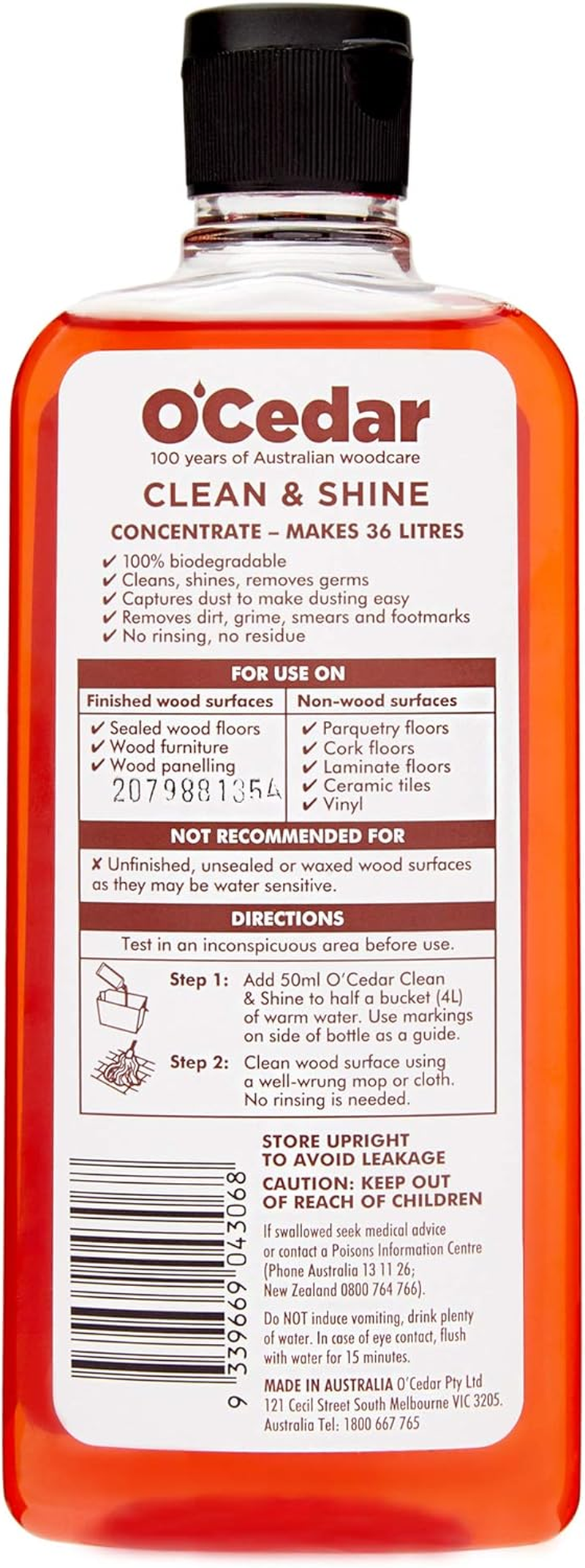 O'Cedar Clean & Shine 450Ml - Home Care Maintenance Wood Polish Varnish Liquid Cleaner image number 2