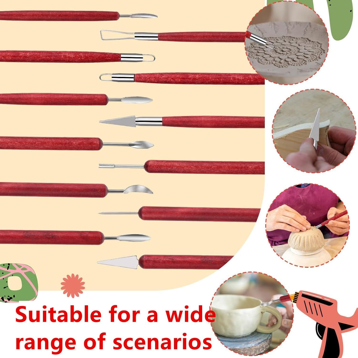 6 Pcs Clay Sculpting Tools, Double-Ended Polymer Clay Tools, Sculpting Set, Air Dry Clay Modeling Tools for Pottery and Sculpture