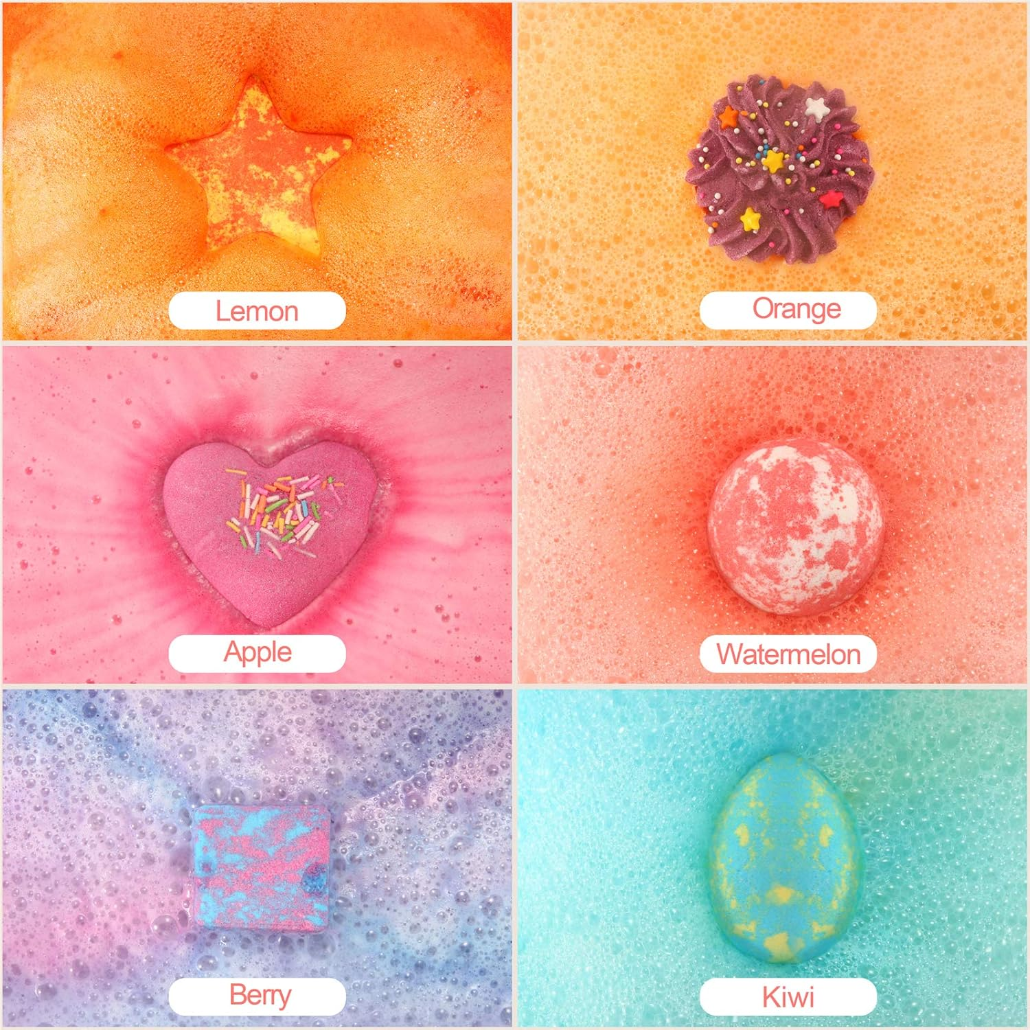 DUAIU 6Pcs Fizzy Bubble Bath Bombs for Kids & Women - Organic Natural Kids Bath Bomb Gift Set with Essential Oils, Fruit Fragrance and a Bathing Mesh Ball image number 4