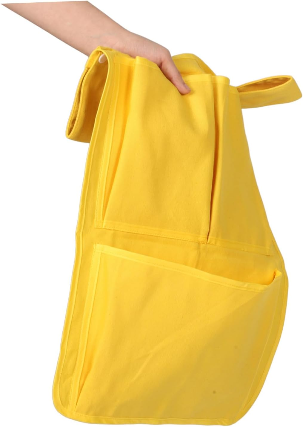 Bedside Hanging Storage Bag Organizer Multifunctional Canvas Crib Pocket for Diapers Wipes Toys Space-Saving Yellow for Nursery and Changing Table image number 3