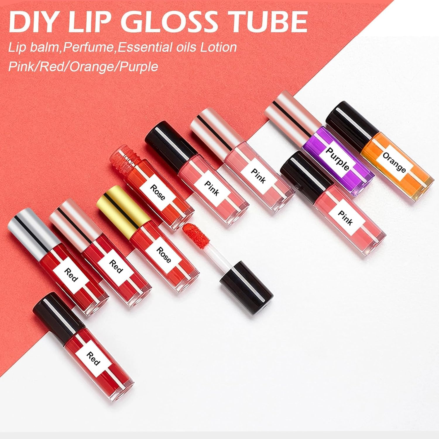 1.3ML Empt Lip Gloss Tube, 52Pack Clear Mini Refillable Balm Bottles Transparent Lipstick Containers for Lip Samples Portable DIY Containers Vials with Lipbrush and Cover for Travel and Home Use image number 2