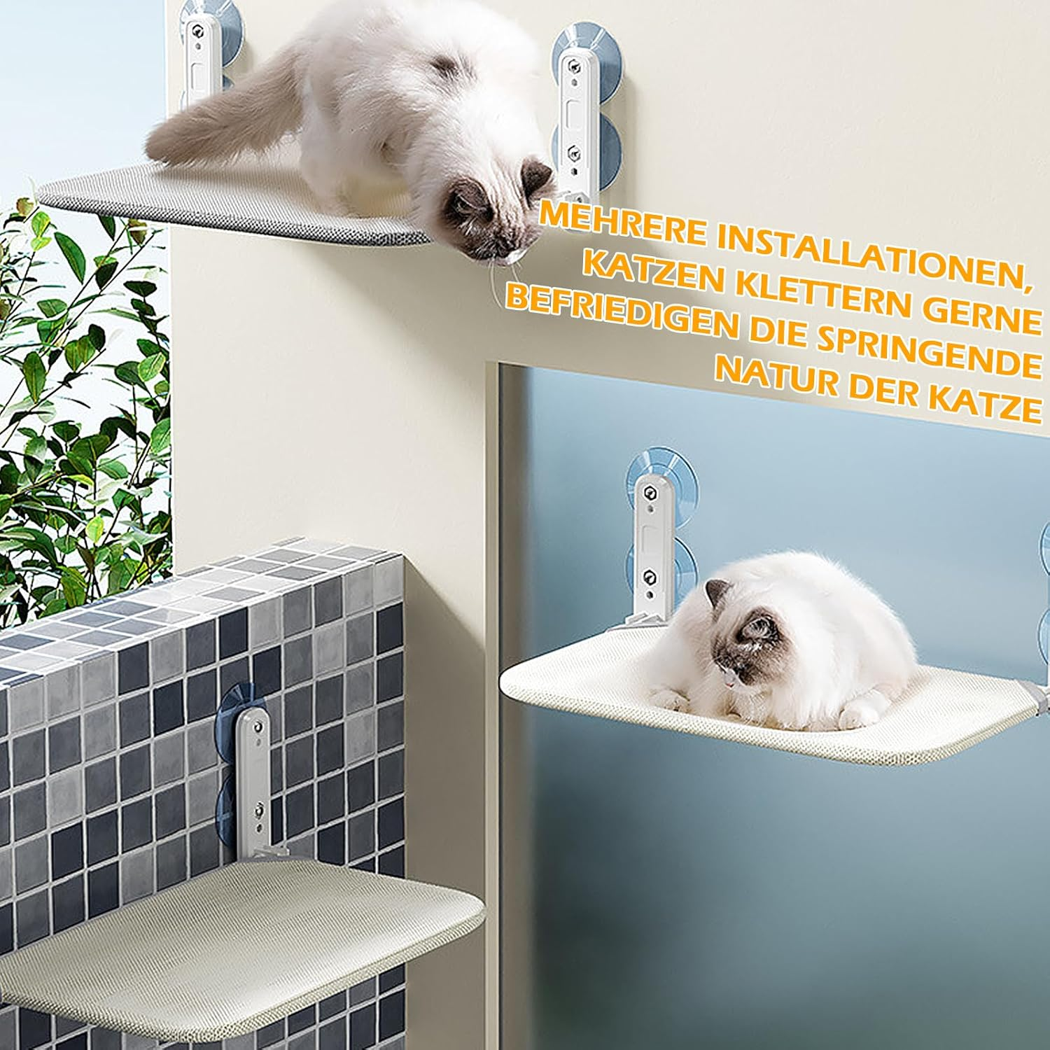 Undres Cat Window Lounger, Cat Hammock, Cat Lounger Window, Cat Bed, with Strong Suction Cup, Foldable, 45 X 30 Cm, Breathable Material, Holds up to 20 Kg, Suitable for Most Cats image number 5