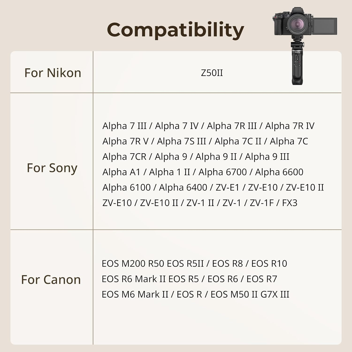 Smallrig SR-RG2 Multifunctional Wireless Shooting Grip, Adjustable Selfie Stick, Remote Control Camera, for Nikon, for Canon, for Sony Cameras, for Vlogging, Live Streaming, Daily Filming - 4551 image number 1