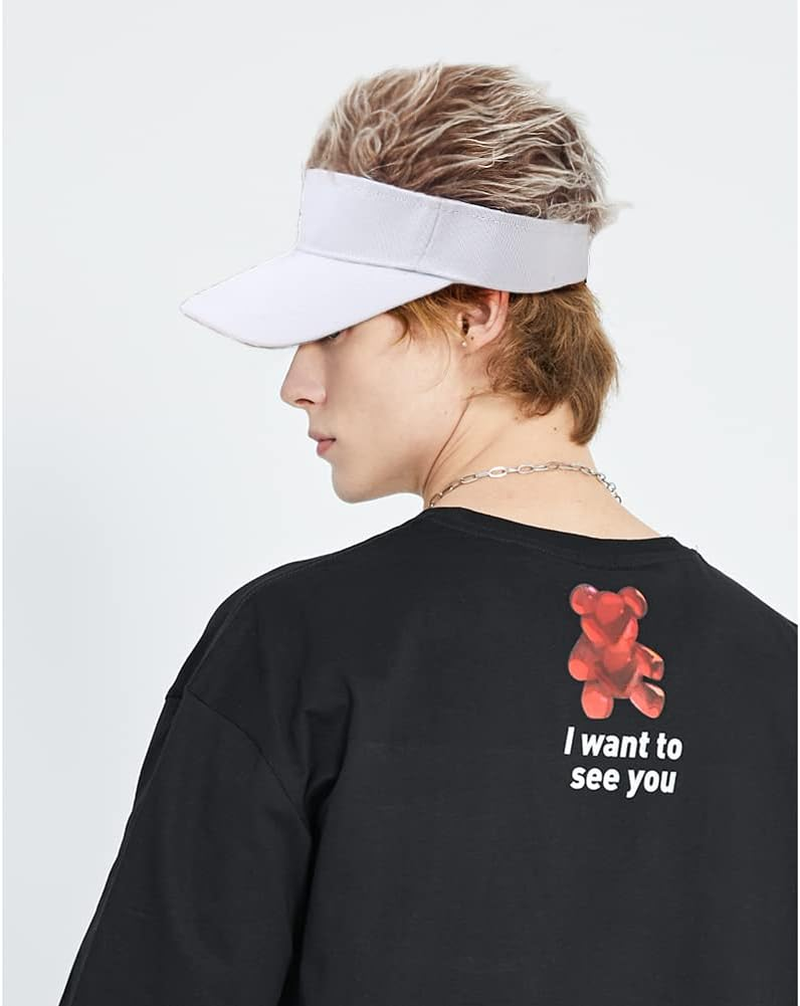 Malaxlx Mens Sun Visors Hat with Fake Spiked Hair Novelty Wig Adjustable Baseball Cap Golf Hat image number 5