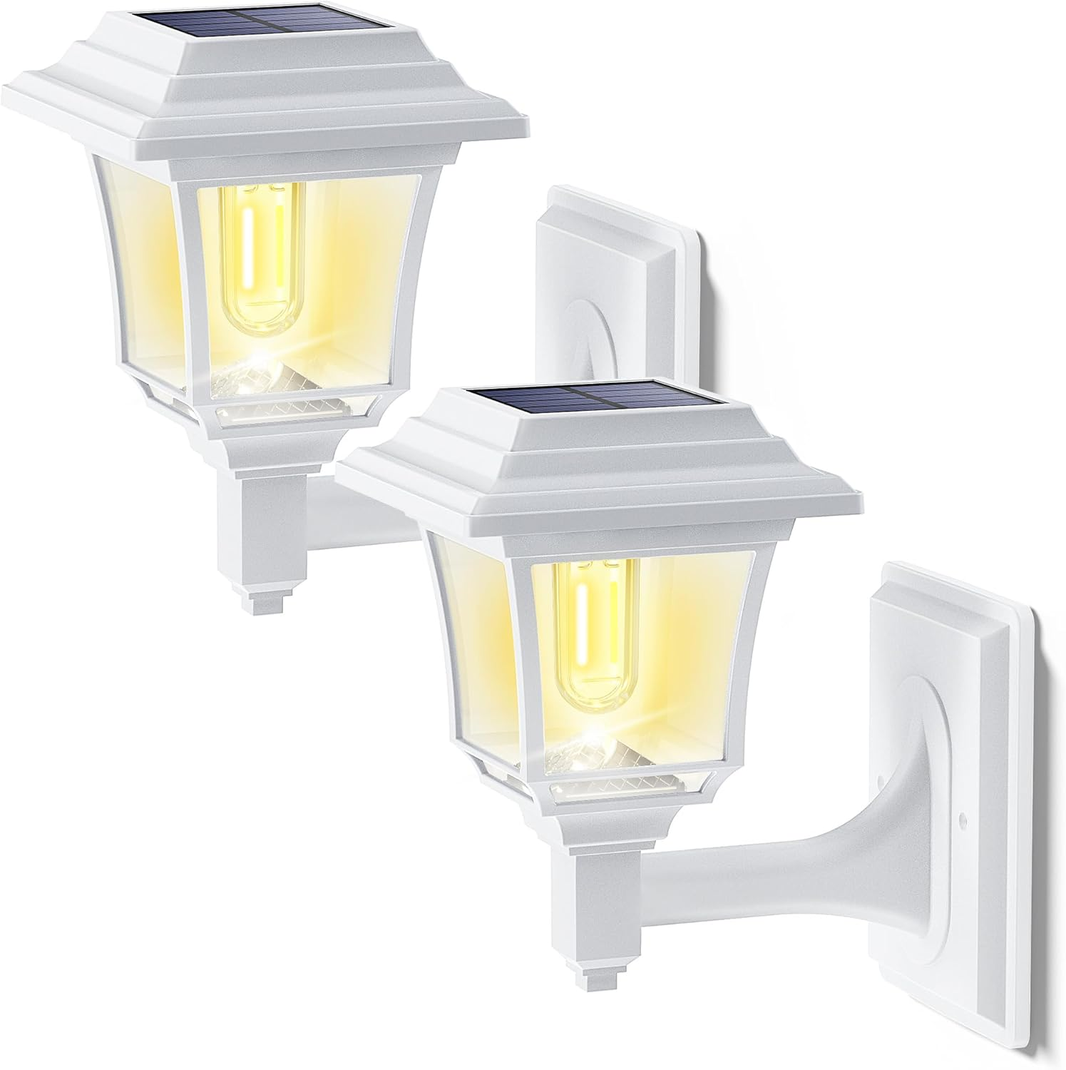 Leidrail Solar Lights for Outdoors, 2 Modes Edison Solar Wall Light Outdoor Waterproof 15 Lumen Solar Lights for Outdoor Decorative for Fence Yard Chicken Coop Playhouse White (Pack of 2) image number 4