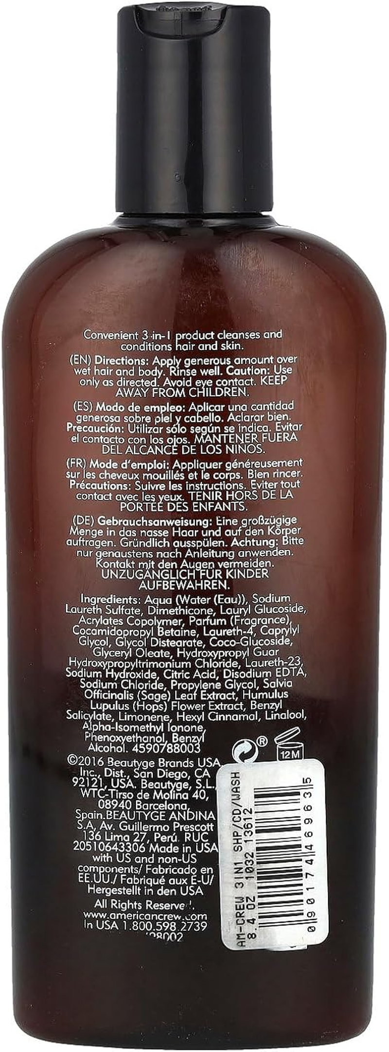 American Crew 3-In-1 Shampoo, Conditioner, Body Wash, 8.45 Ounce image number 1