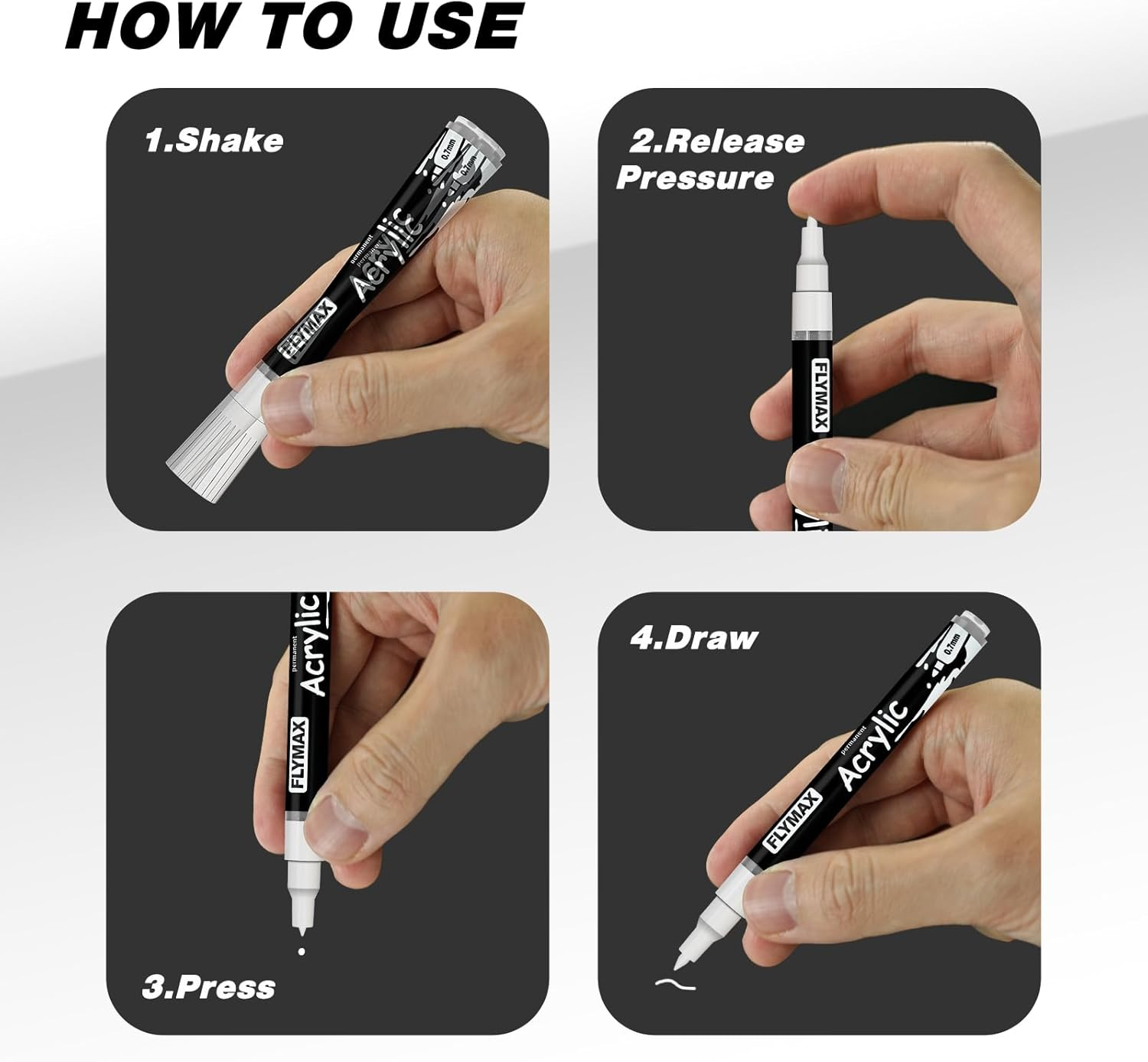 White Marker Paint Pens 0.7Mm- Permanent Marker Pens White Acrylic Paint Water-Based Fine Tip Waterproof Quick-Drying (3 in 1Pack) image number 1