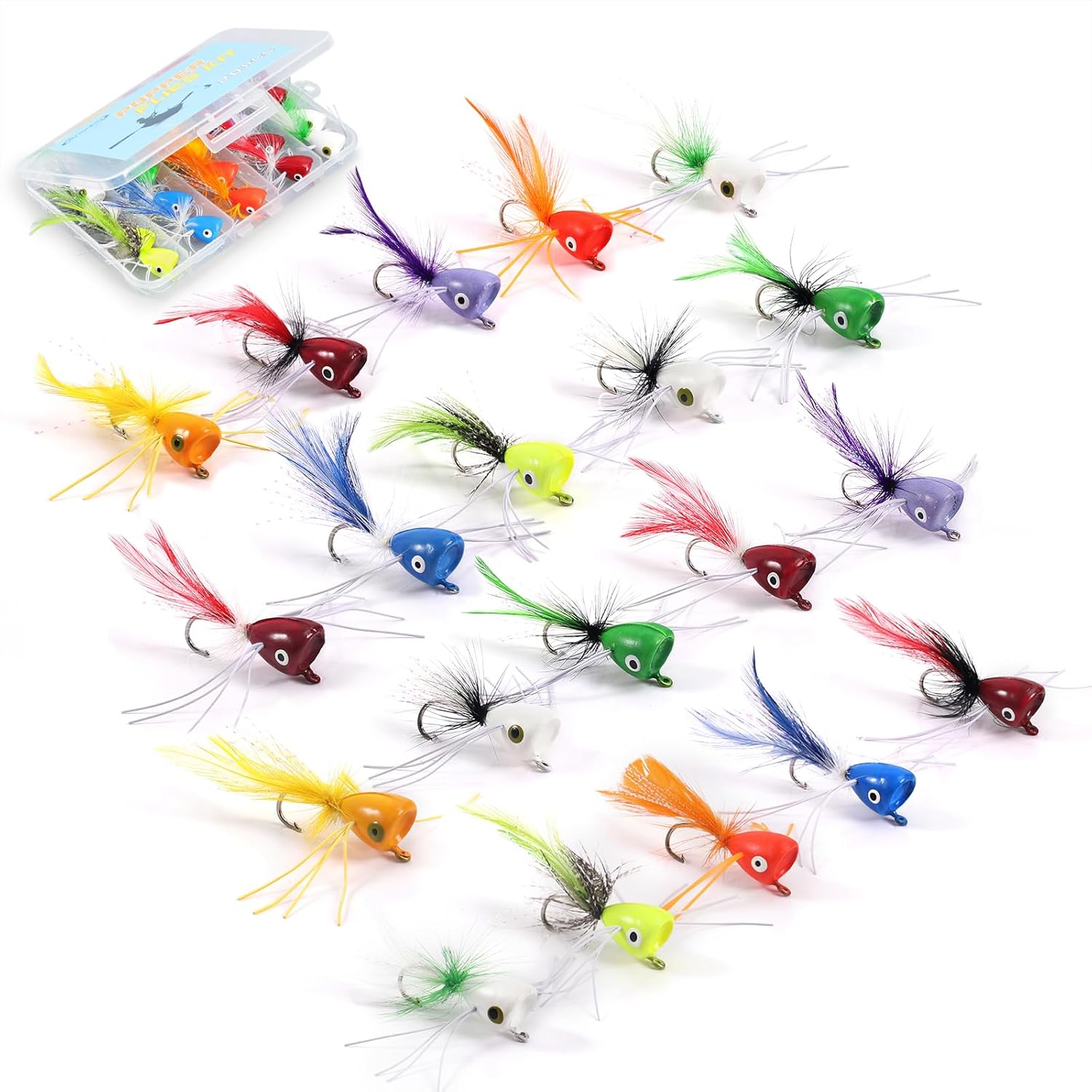Ansnbo Fly Fishing Poppers Flies for Trout Bass Salmon Panfish Bluegill Crappie Fly Popper Lures