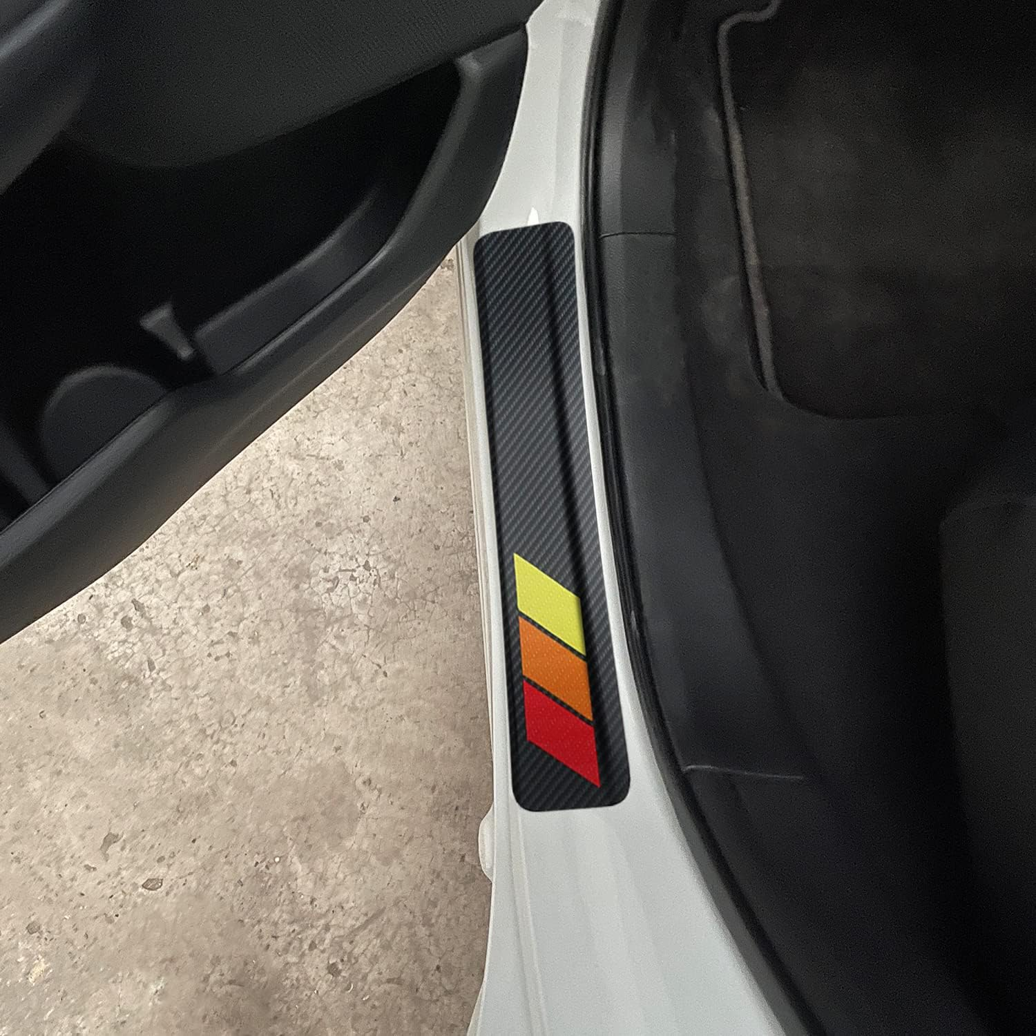 MOCHENT Tricolor Door Sill Protectors for Toyota Tacoma TRD 4Runner Tundra Rav4 Highlander Accessories, Carbon Fiber Front/Rear Door Sill Plate Guard, Retro Stripe Door Entry Guard Stickers(4 Pcs)