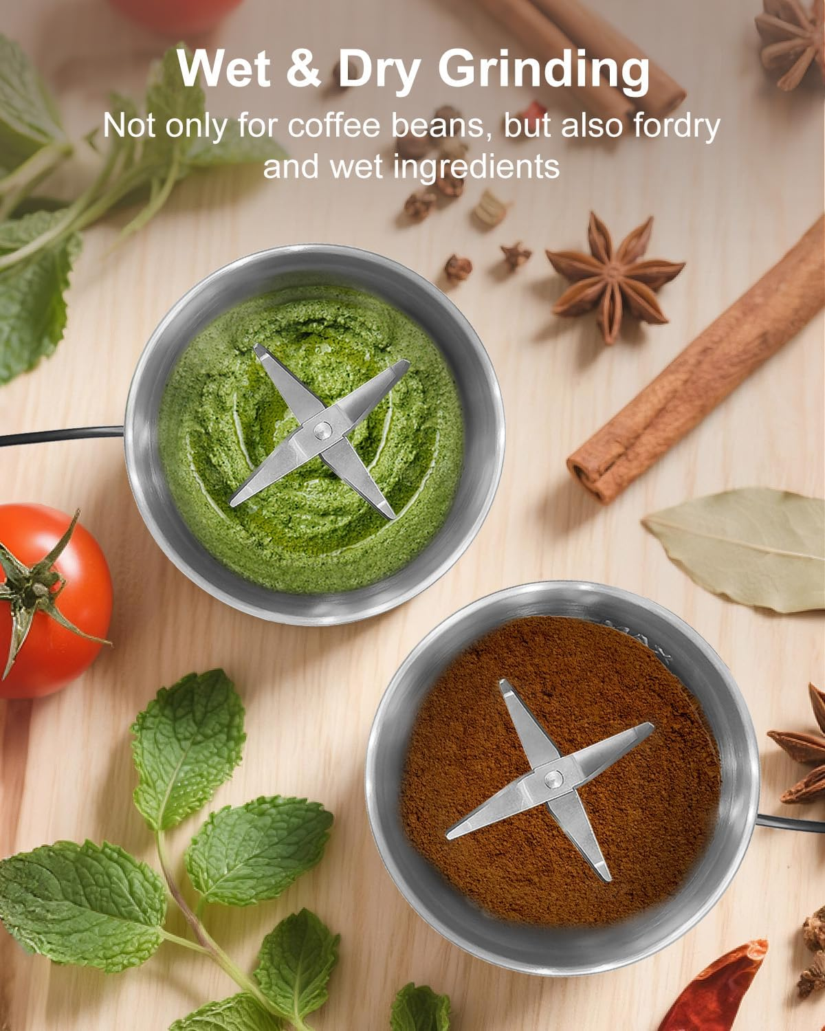 YLSD Electric Coffee Grinder & Spice Grinder, 3.5Oz /100G Capacity, Dual Leaf Stainless Steel Blade for Coffee Beans, Herbs, Nuts - Perfect for Home, Kitchen, Camping (Black) image number 1