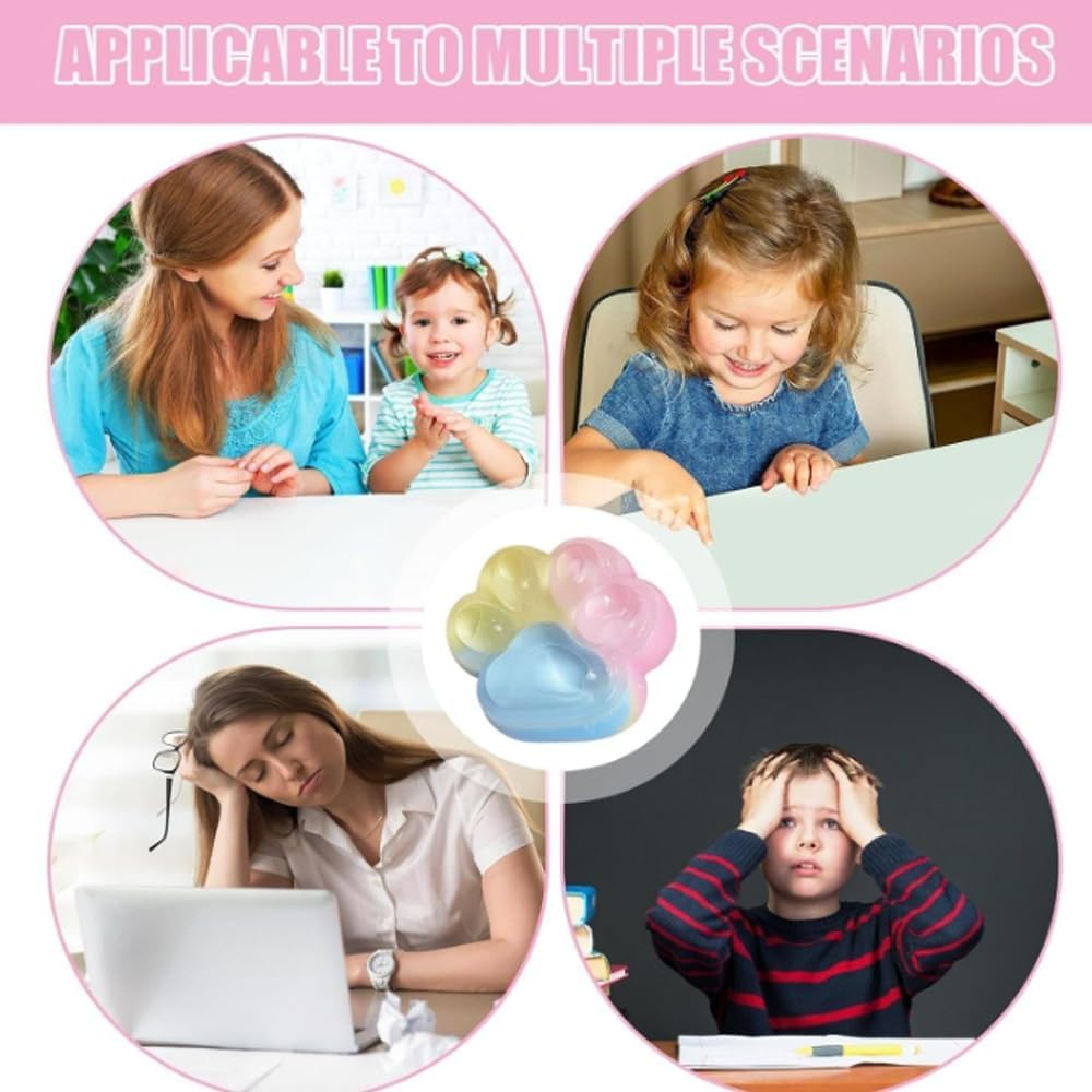 RUOXGZP 2PSC Cat Paw Squeeze Toys, Silicone Taba Big Cat Paw Squeeze Toy, Cute Soft Multicolor Cat Paw Squishys Sensory Toy, Stress Relief Slow Rebound Cat Paw Stress Balls,For Autism & ADHD Children image number 5