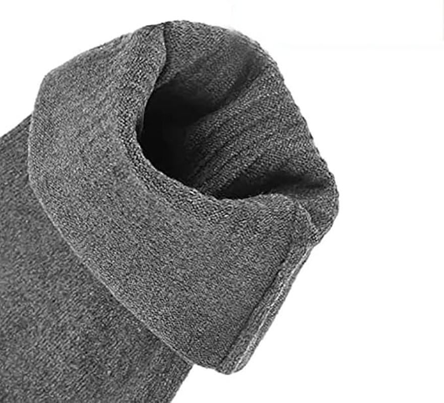 Unisex Gray Cashmere Knee Pads, Thick Elastic Knitted Knee Sleeves for Arthritis Winter Warmth, Bicycle Skiing Running Sports image number 4