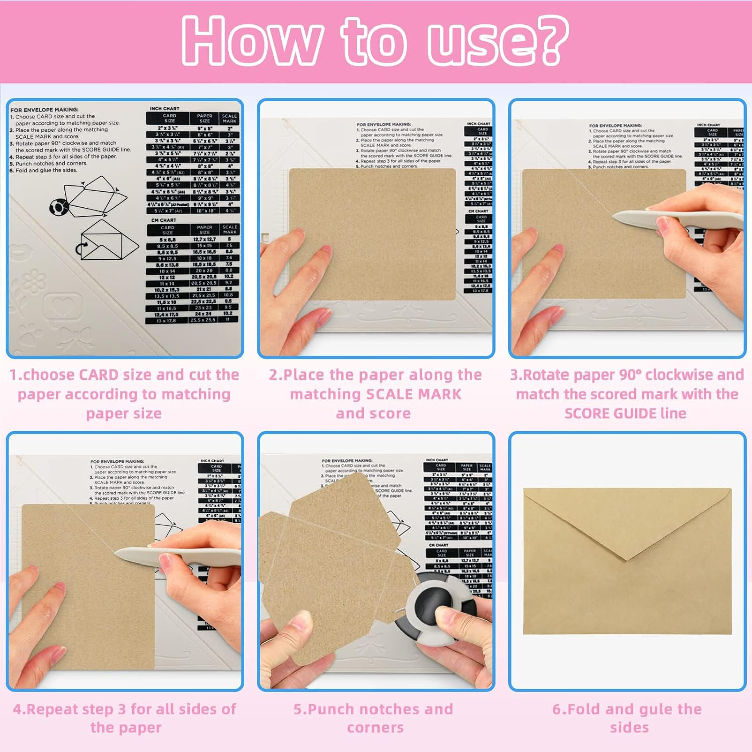Scoring Board - Scoreboard for Paper Crafts, Scoring Tool, Envelope Maker for Papercrafts, Multipurpose Envelope Punch Boards, Small Paper Score Boards, Mini Scoreboards for Card Making image number 2