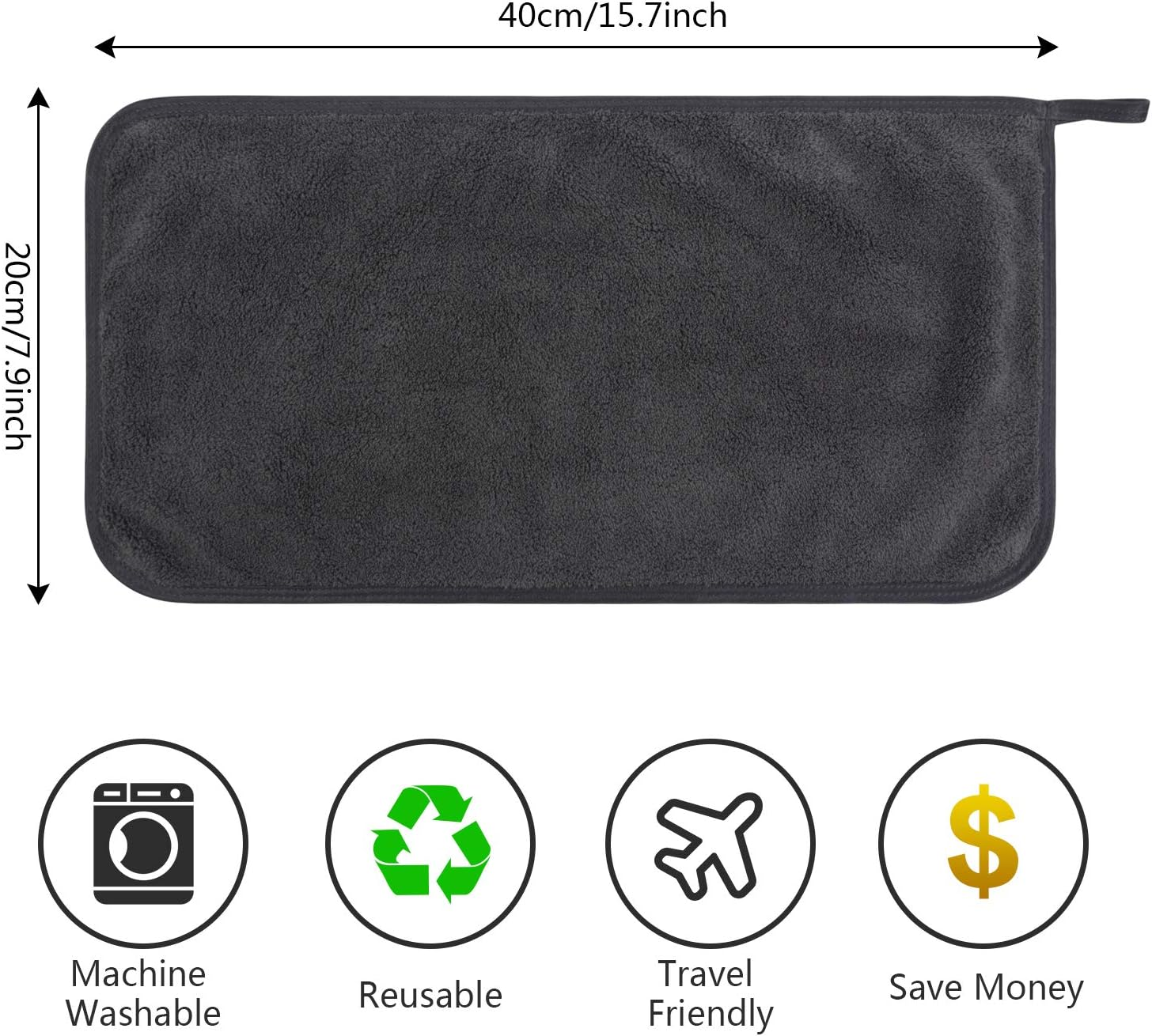 SUNLAND Microfiber Face Makeup Remover Cloth Reusable Facial Cleansing Towel Ultra Soft Face Washcloth image number 3