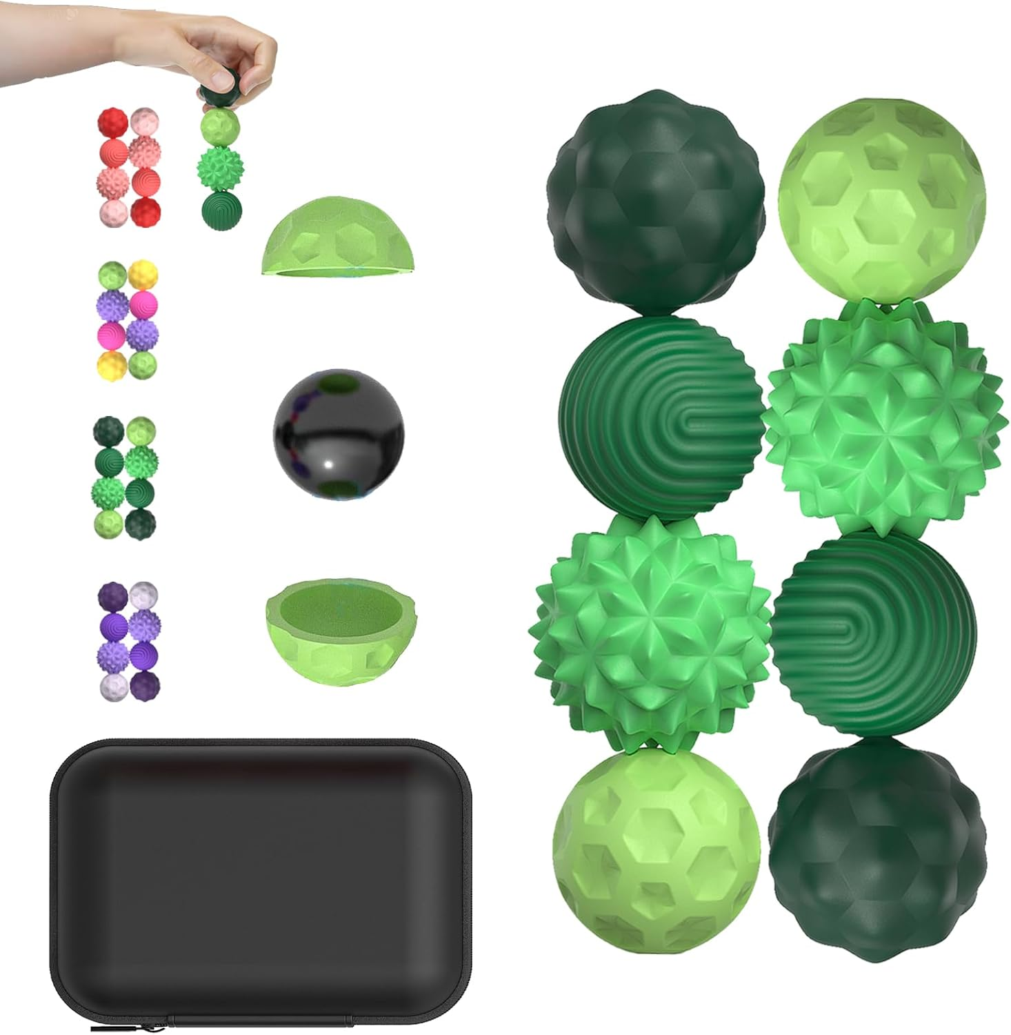 LUKIUP Pack of 8 Magnetic Fidget Toys, Magnetic Balls, Stress Ball, Silicone Sensory Toy, Magnetic Stress Ball with Silicone Case, Sensory Fidget Toy, Magnetic Balls (Green) image number 3