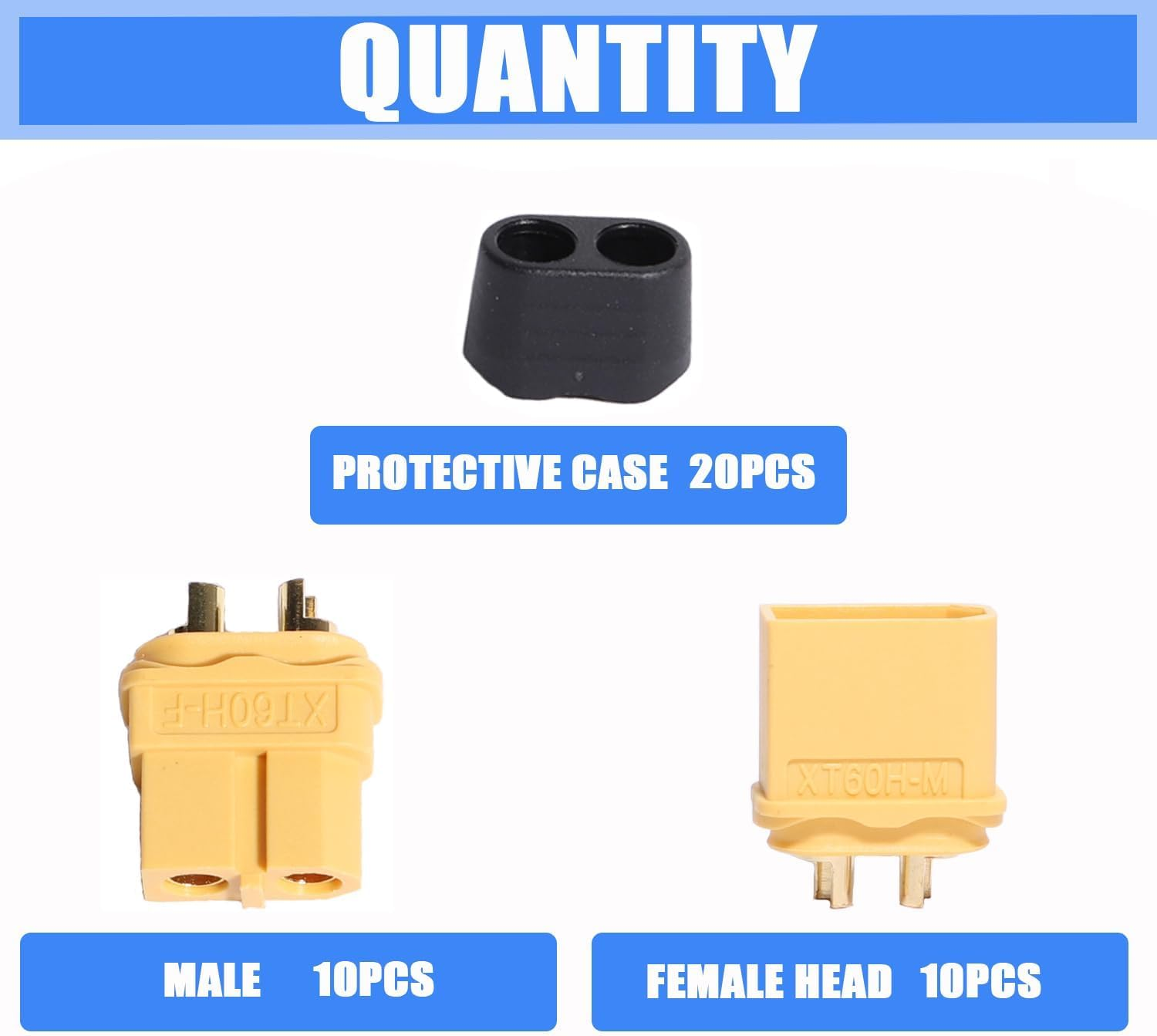 XT60H Connectors (XT60 Upgraded) Male Female Plug Sheath with Sheath 10 Pairs image number 3