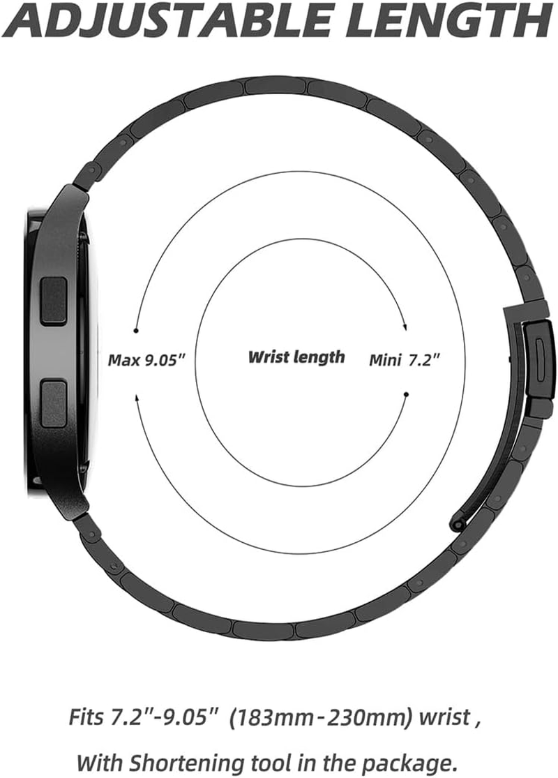 SUNDAREE Band Compatible with Samsung Galaxy Watch 7 FE 6 5 4 44MM 40Mm/Watch 6 4 Classic 47MM 43MM 46MM 42MM/5 Pro 45MM Lte,No Gap Men Women Stainless Steel Metal Replacement Watch Strap,Black