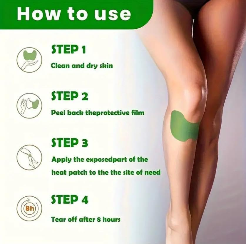 Tung Pyt Ltd Herbal Knee Pain Relief Patch,Pain Relieving Patch, Knee Pain Paste, Cervical Vertebra Pain Relief,Wormwood Sticker Self Heating Warming Meridians Patches Plaster image number 2