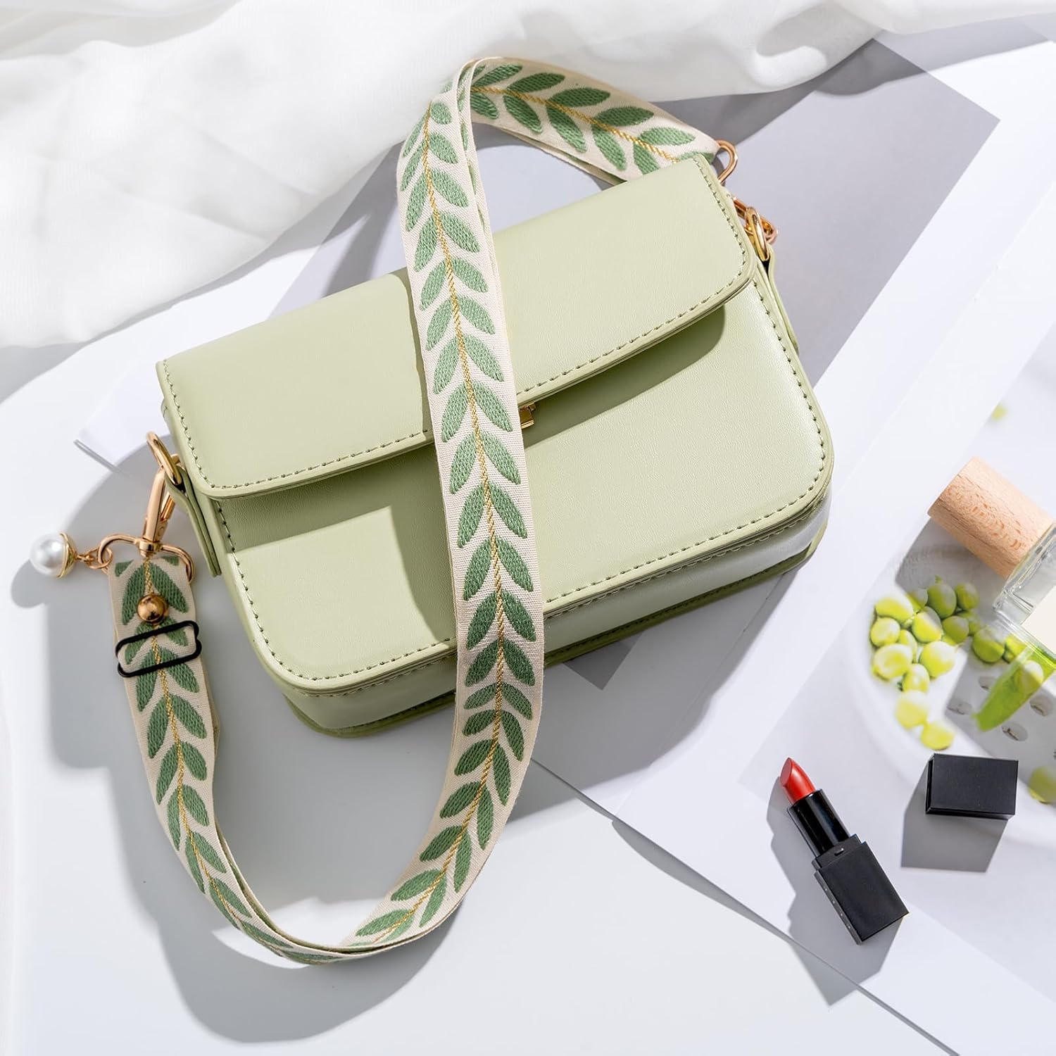 CHUQING Universal Phone Lanyard Phone Strap Adjustable Nylon Neck Lanyard Pale Olive Green image number 3