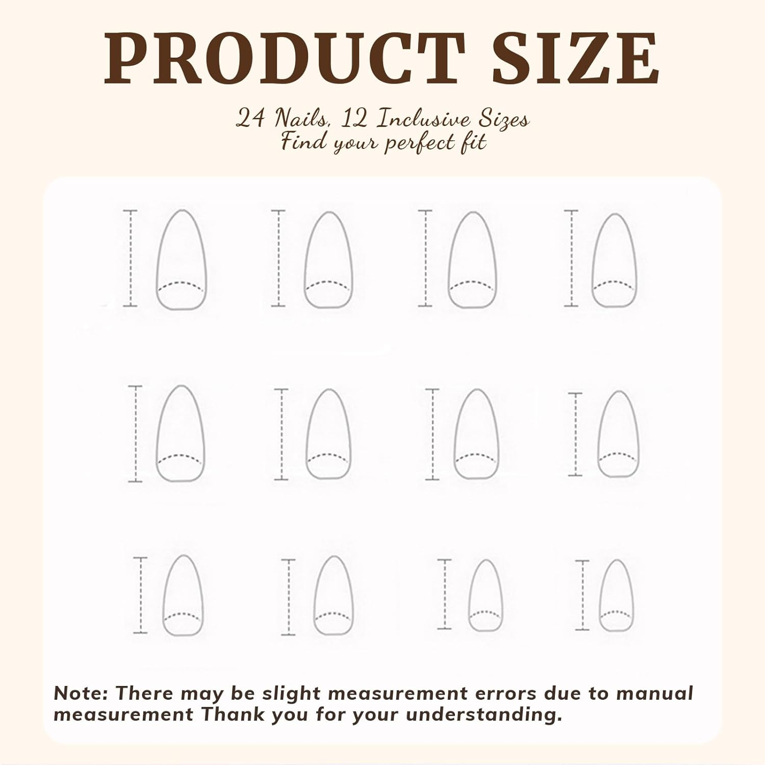 Celblisora Pack of 30 Artificial Christmas Nails, Almond Shape, Coffee Striped, Snowman Christmas Nails, Cute Gingerbread Stick-On Nails, Brown Checked