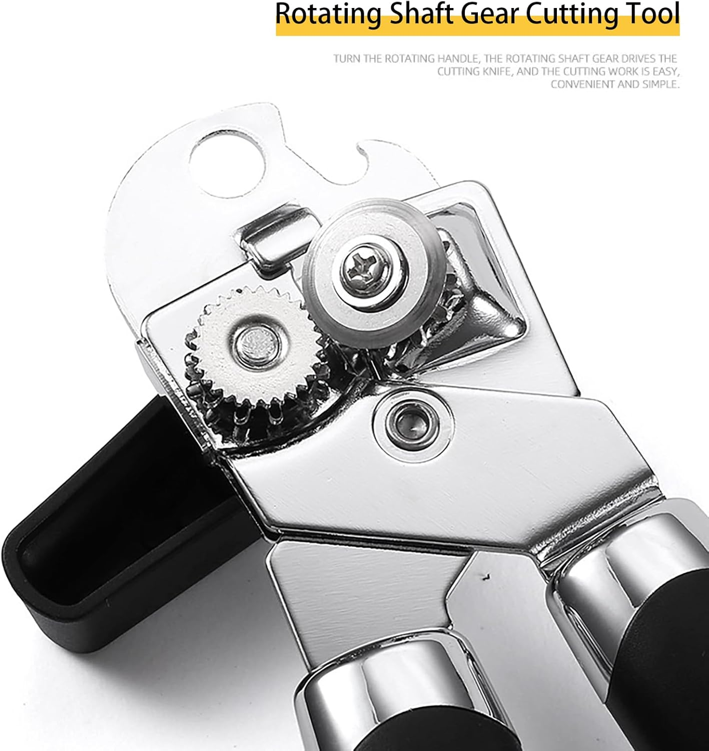 Manual Can Opener, 3 in 1 Stainless Steel Bottle Opener with Built Stainless Steel Razor-Sharp Blade Ergonomic Design for Easy Safe Opening Dishwasher Safe Camping Black