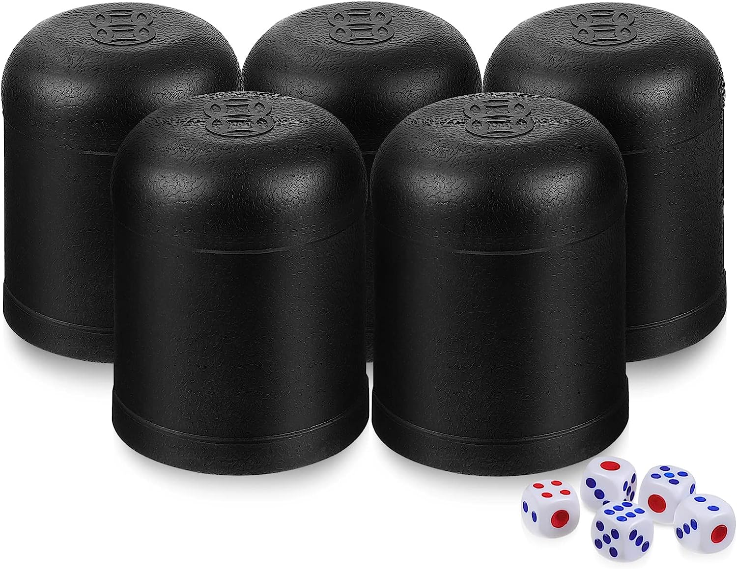 Alipis Black Dice Plastic Dice Shaker Cup with 5 Dot Dices, Small Games Dice Cups Black Cylindrical Dice Box for Club Bar Dice Game, 5 Sets image number 4