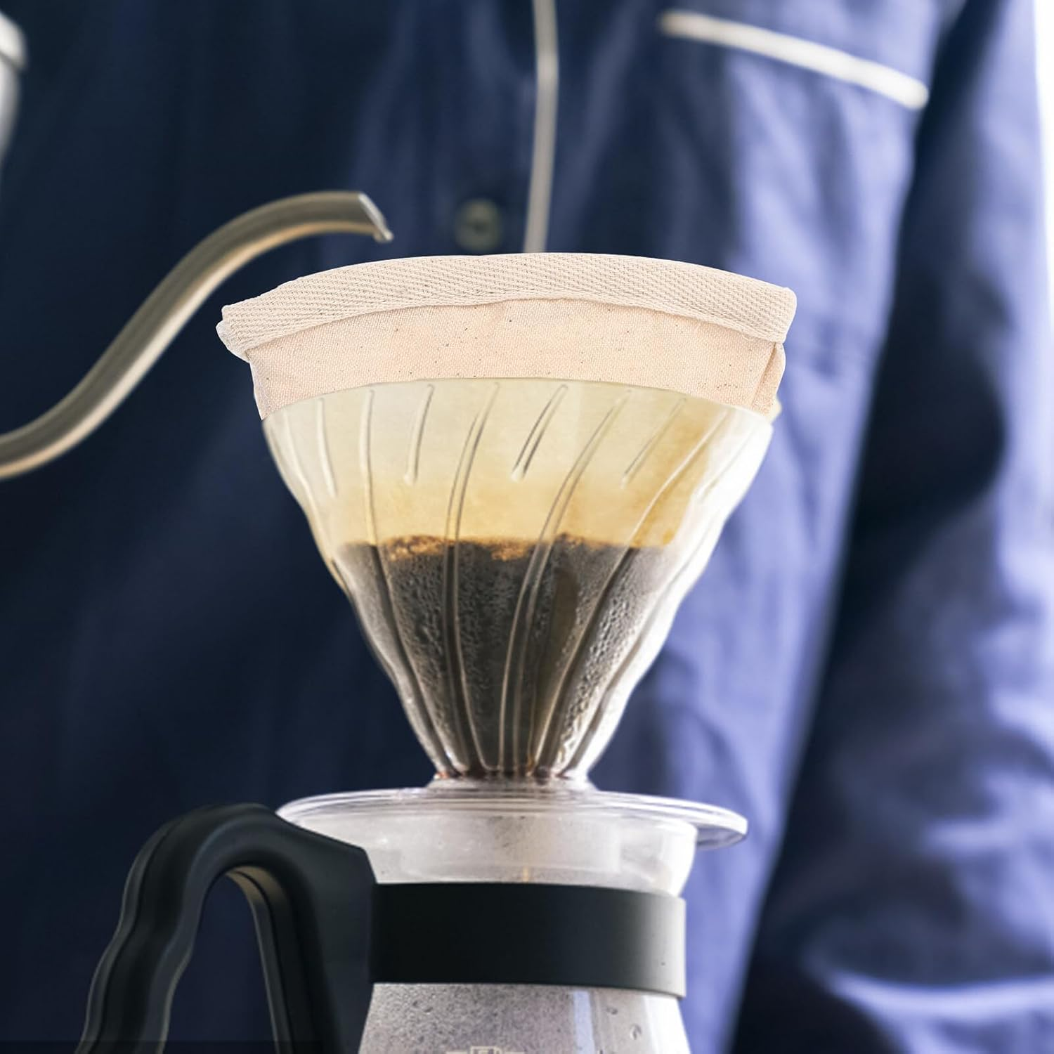 UTHCLO 2Pcs Reusable Cotton Mesh Coffee Filter Bag for Home Brewing Tea Milk Straining Fine Filtering Easy to Clean Multipurpose Tea Leaf Juice Strainer image number 6