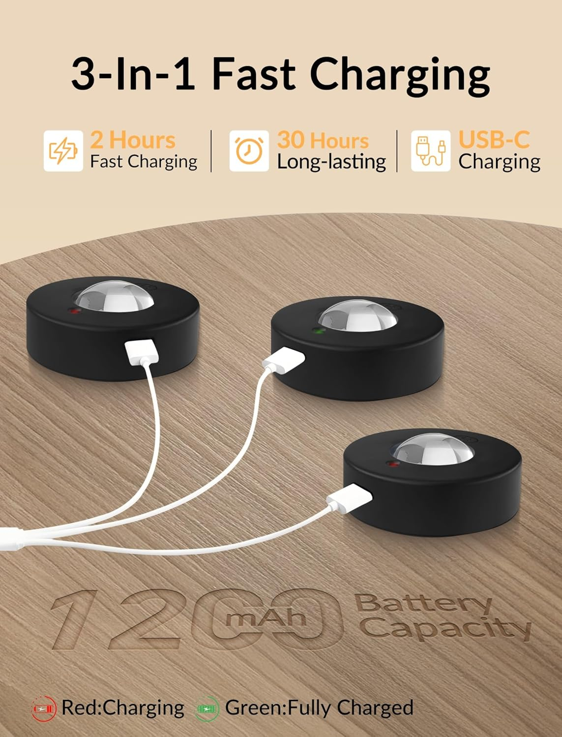 MERTTURM Rechargeable RGB Puck Light, 1200 Mah Wireless Cupboard LED Cabinet Light, Dimmable Stick on Wall Light with Remote Control/Timer for Wardrobe/Kitchen-3 PCS image number 5