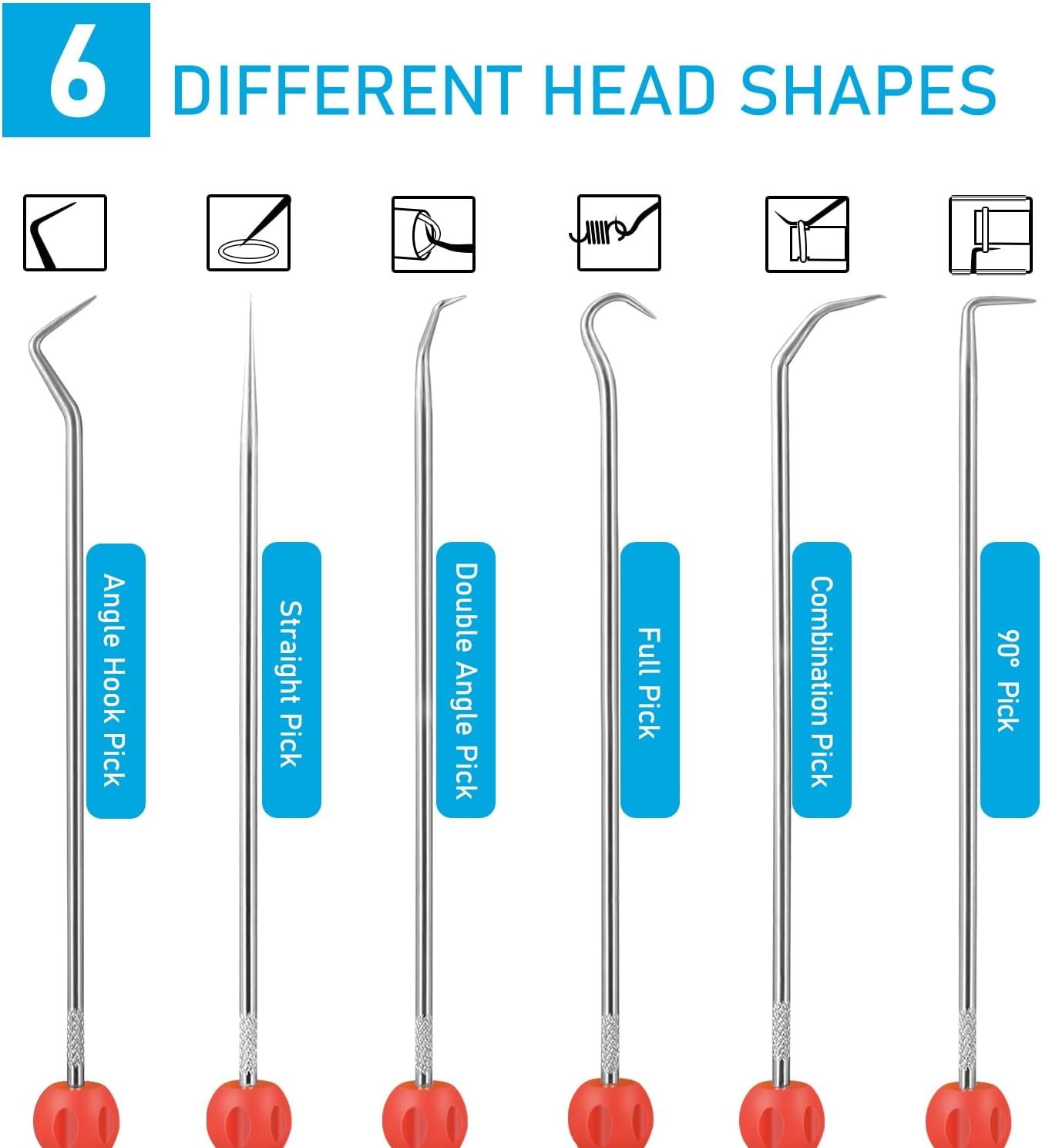 Yukihalu Pick and Hook Set, Swivelling Tail, Pick Tool Kit for O-Rings and Oil Seals, Seal Puller Set for Cars and Electronic Tools image number 3