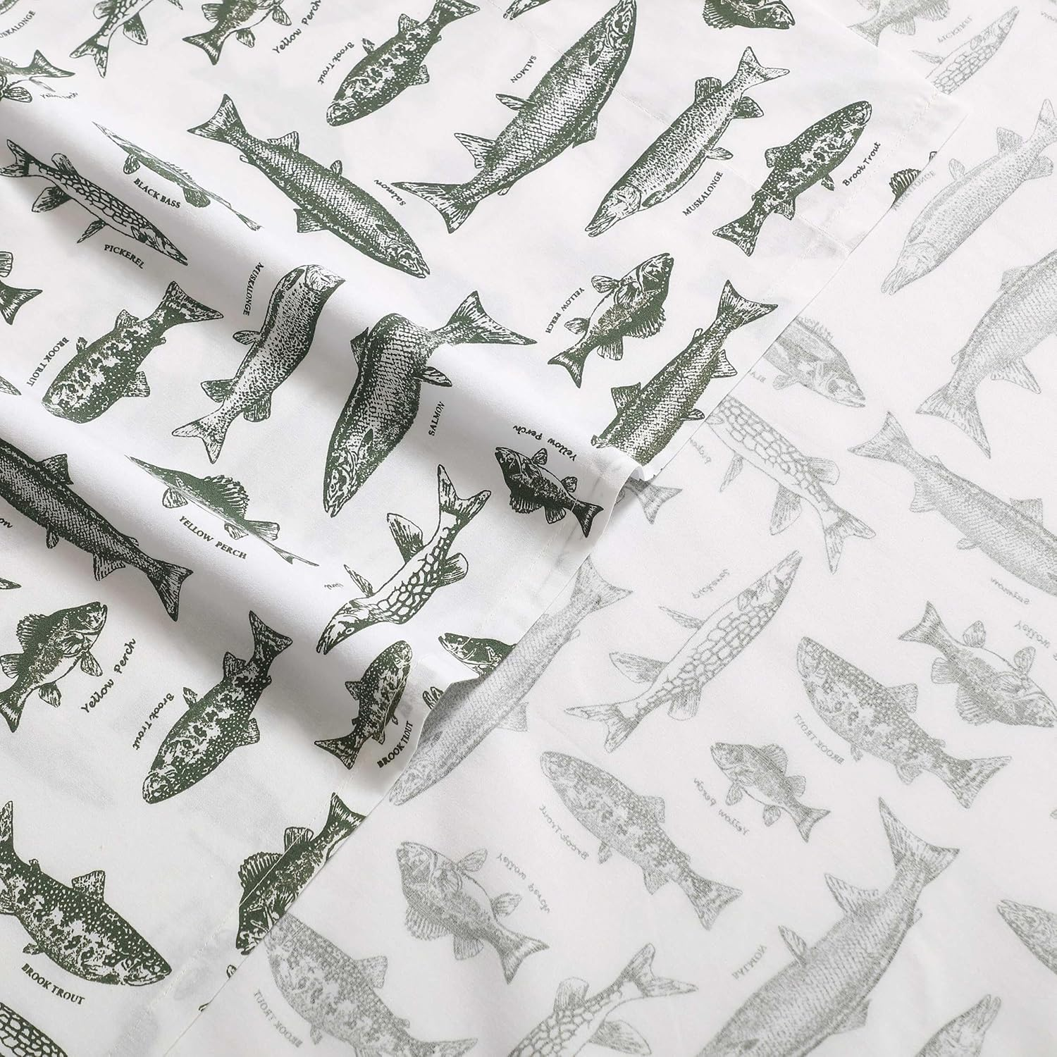 Eddie Bauer - Sheet Set, Cotton Percale Bedding with Matching Pillowcases, Crisp & Breathable, 200-Thread Count, Classic Comfort Essentials (Wes Fish Green, Queen) image number 5