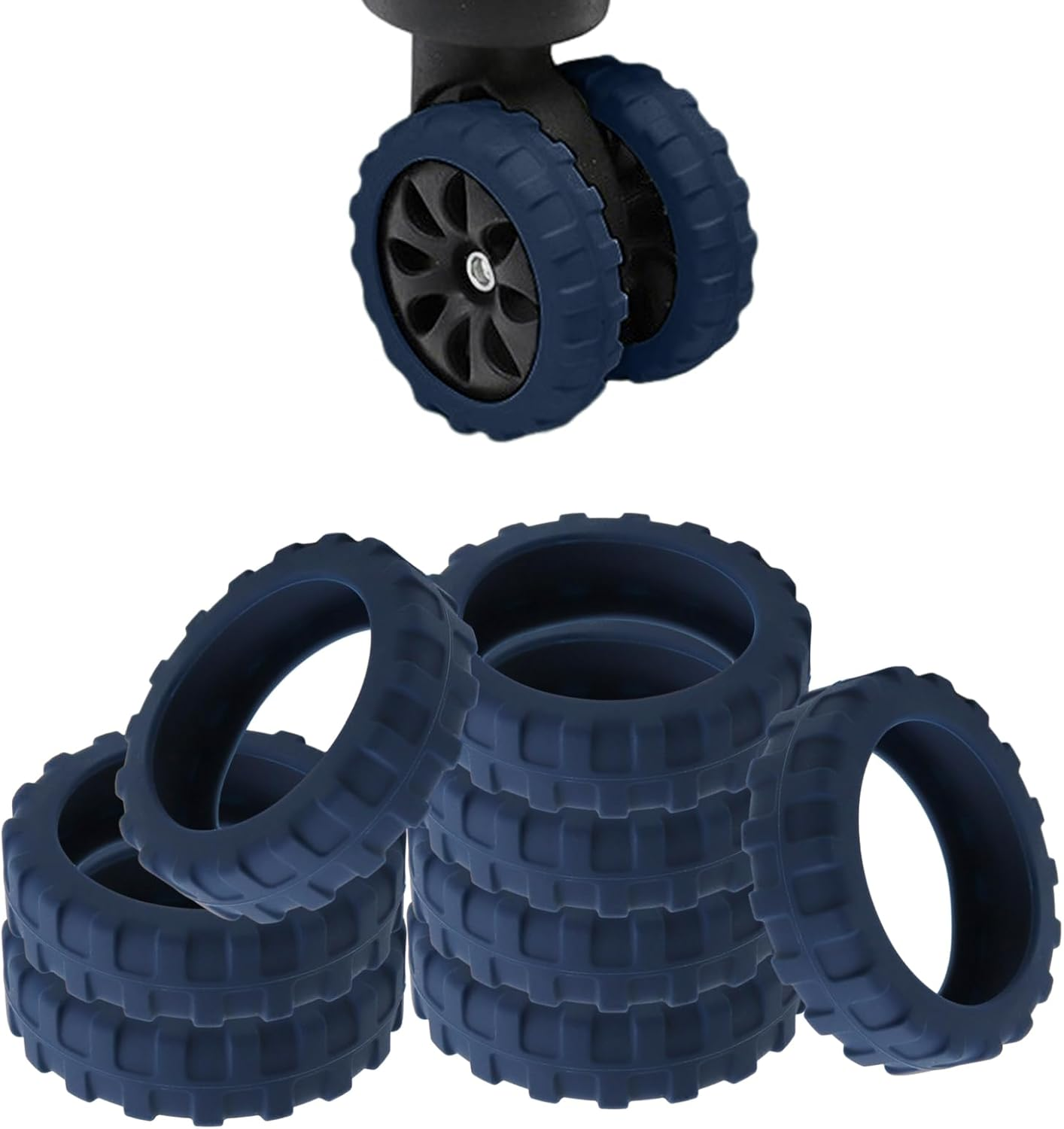 Homiliky 8-Pack Silicone Luggage Wheel Covers | Universal Fit, Anti-Scratch Protection for Suitcase Wheels image number 2