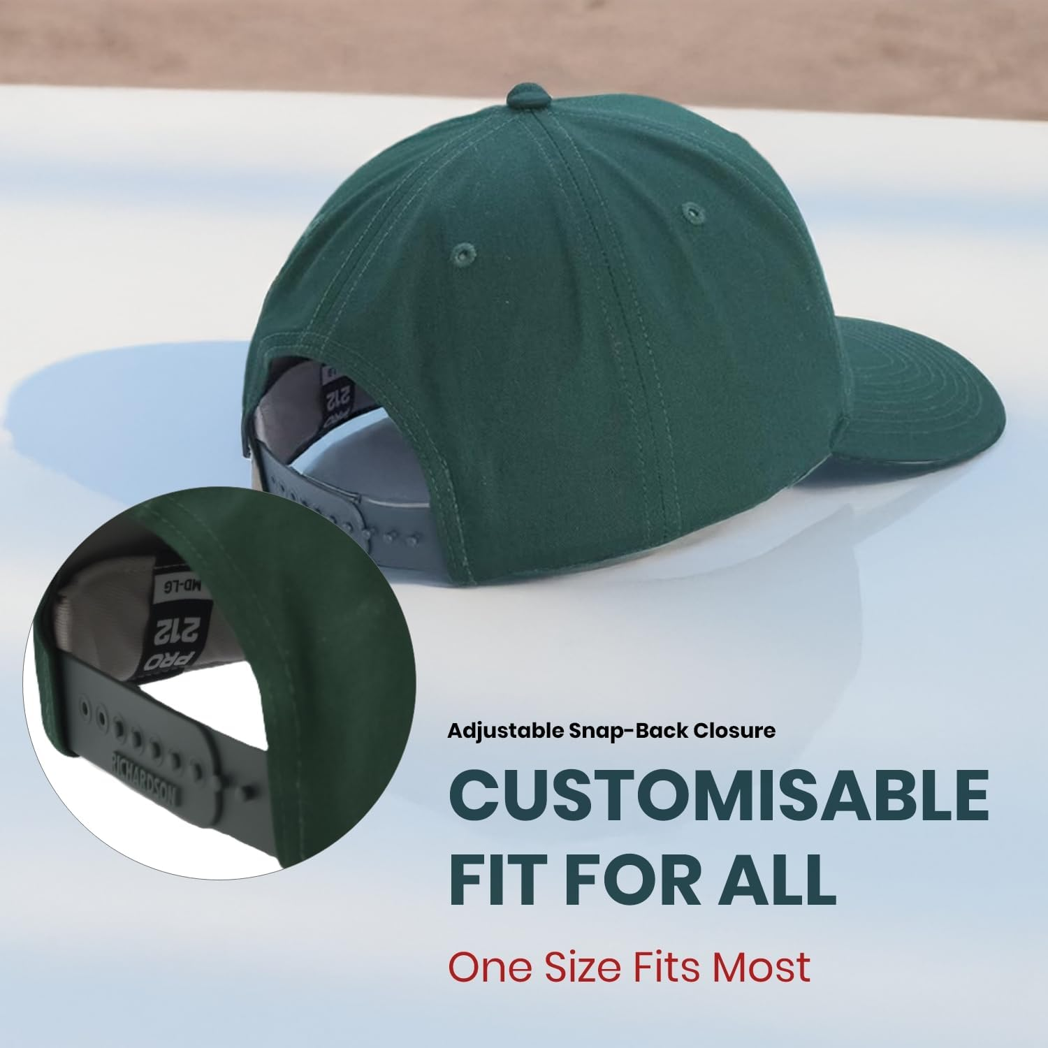 Tasmania Supporters Cap, Richardson Pro 212 Baseball Cap, Bold 'TASMANIA' Text, Lightweight Cotton-Poly Twill, Adjustable Snapback Closure, Pre-Curved Underbill, Sports & Casual Wear, Green Colour