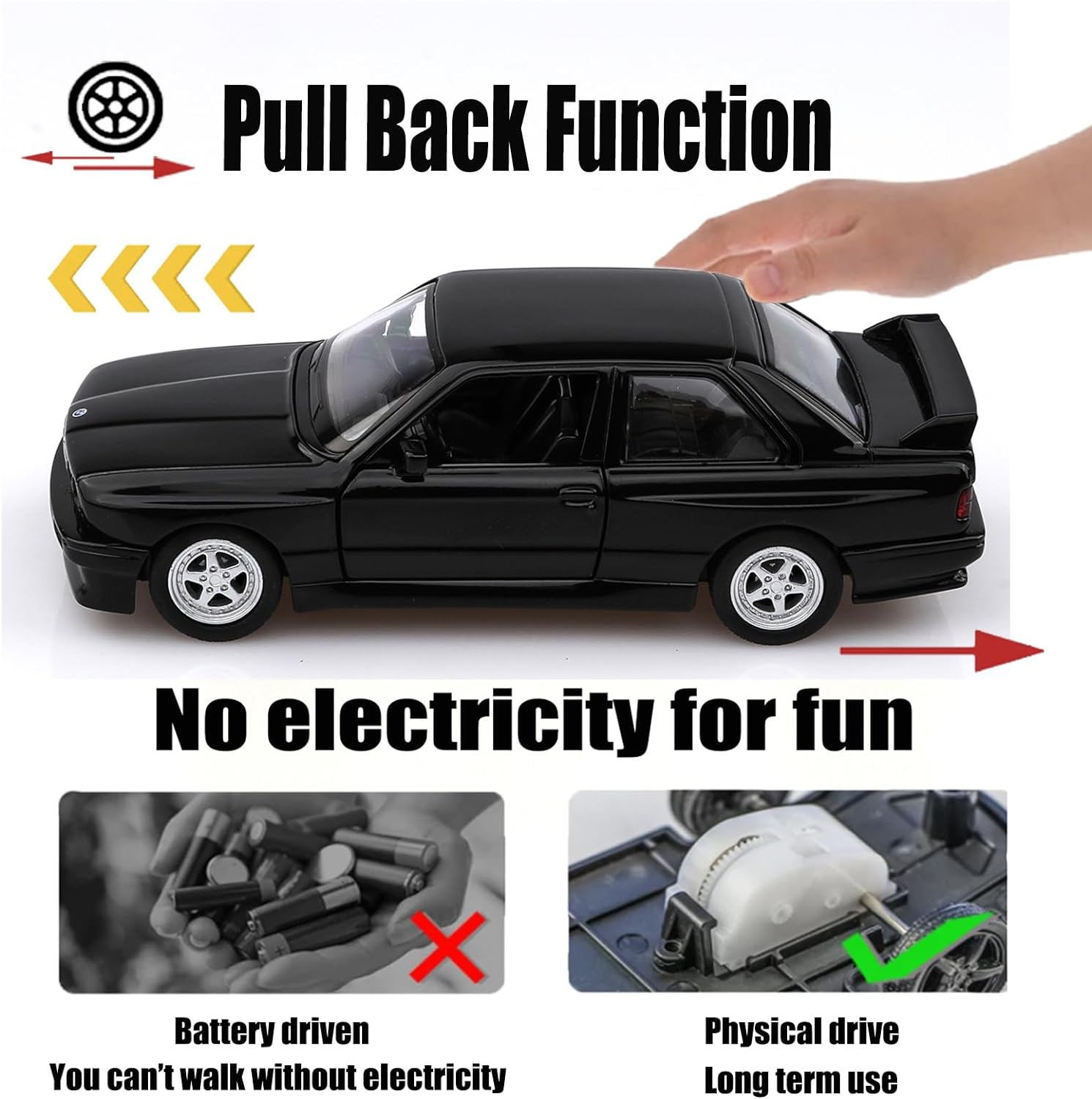 TOKAXI 1/36 Scale 1987 BMW M3 Diecast Model Cars,Pull Back Vehicles BMW Toy Cars,Cars Gifts for Boys Girls - White image number 4