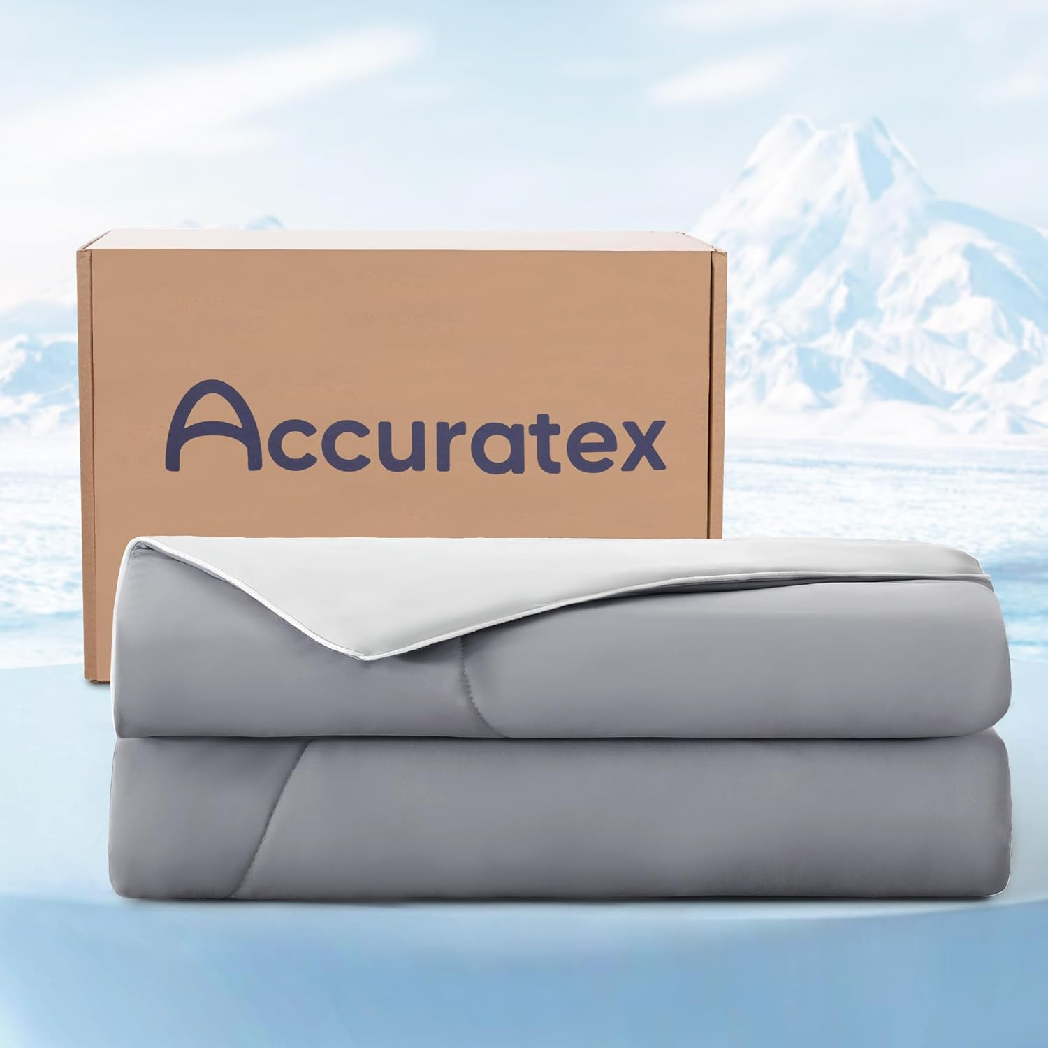 ACCURATEX Cooling Comforter Queen Size,Q-Max > 0.45 Arc-Chill Cooling Blanket, Lightweight Cool Blankets for Hot Sleepers and Night Sweats, Silky Soft Breathable Summer Cool Comforter,Grey(228X228)
